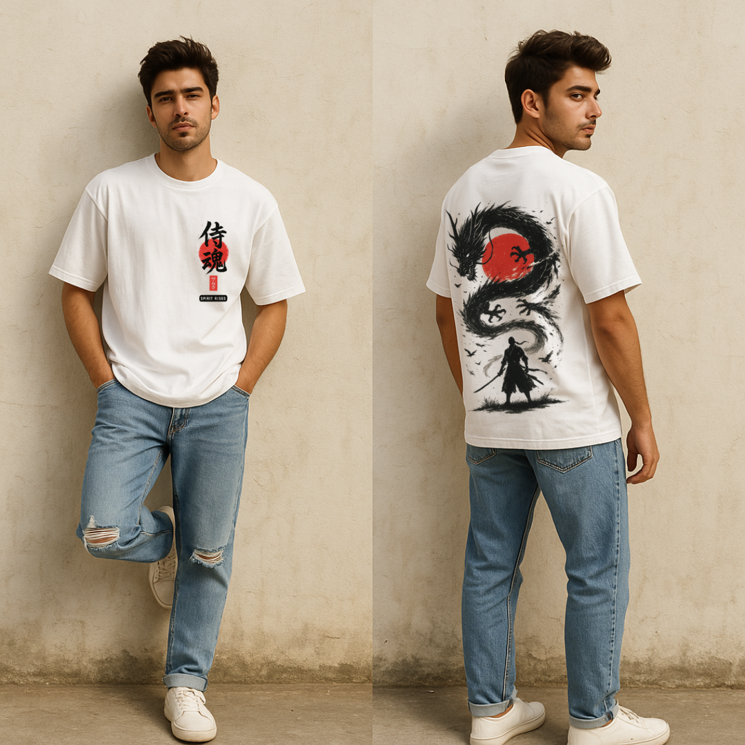 Samurai Spirit Oversized Tee | Mist & Cozy - Mist & Cozy