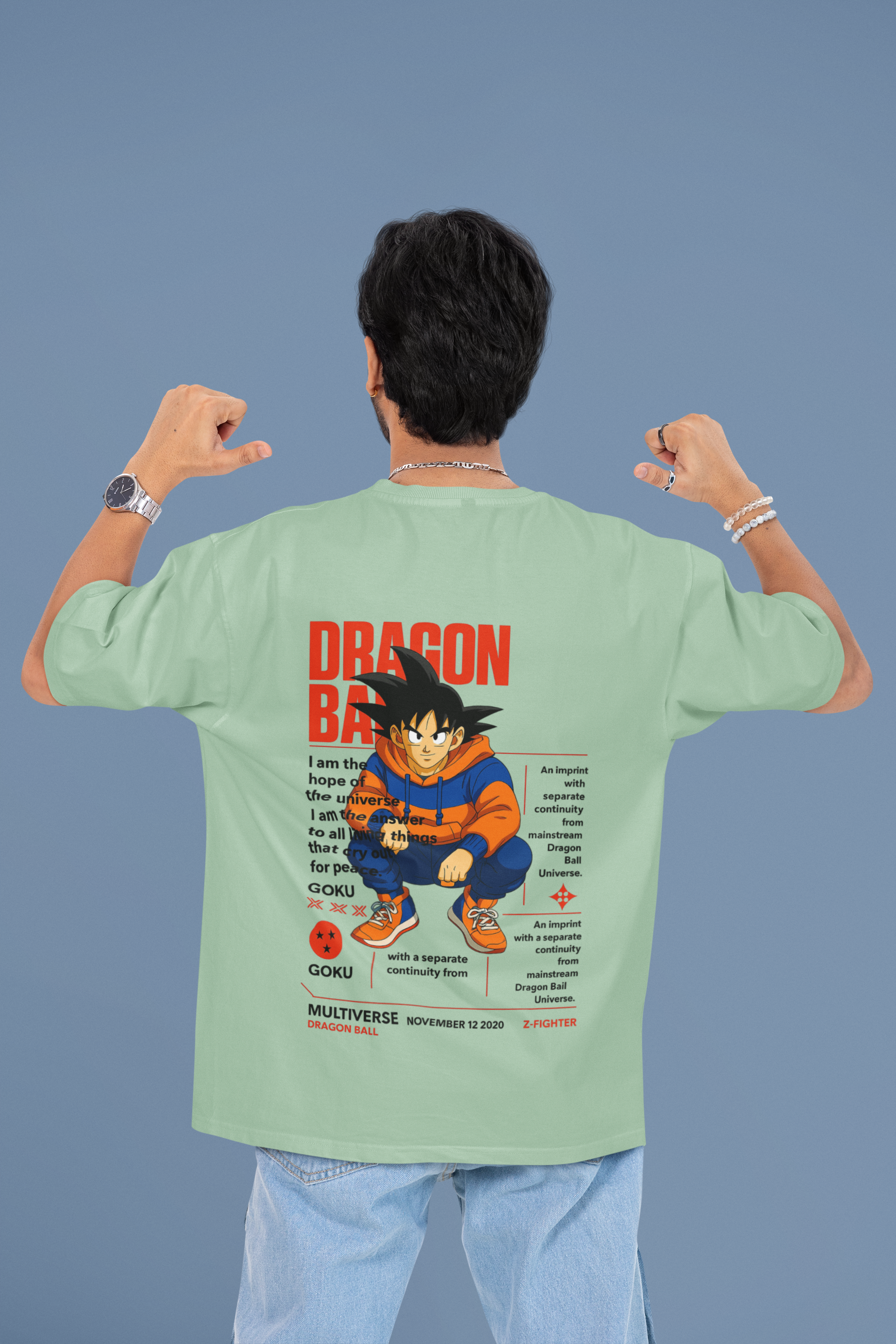 Multiverse Protector Goku Oversized Tee | Mist & Cozy