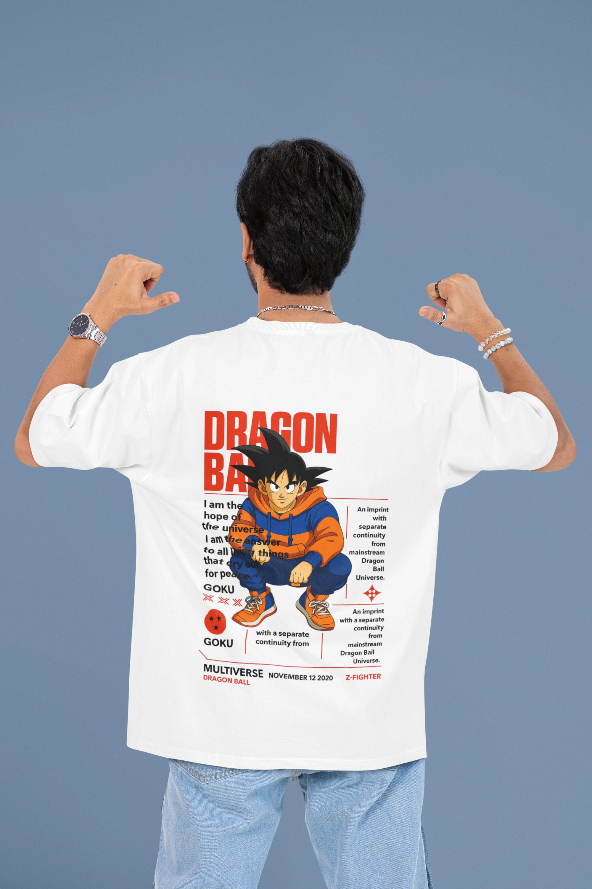 Multiverse Protector Goku Oversized Tee | Mist & Cozy