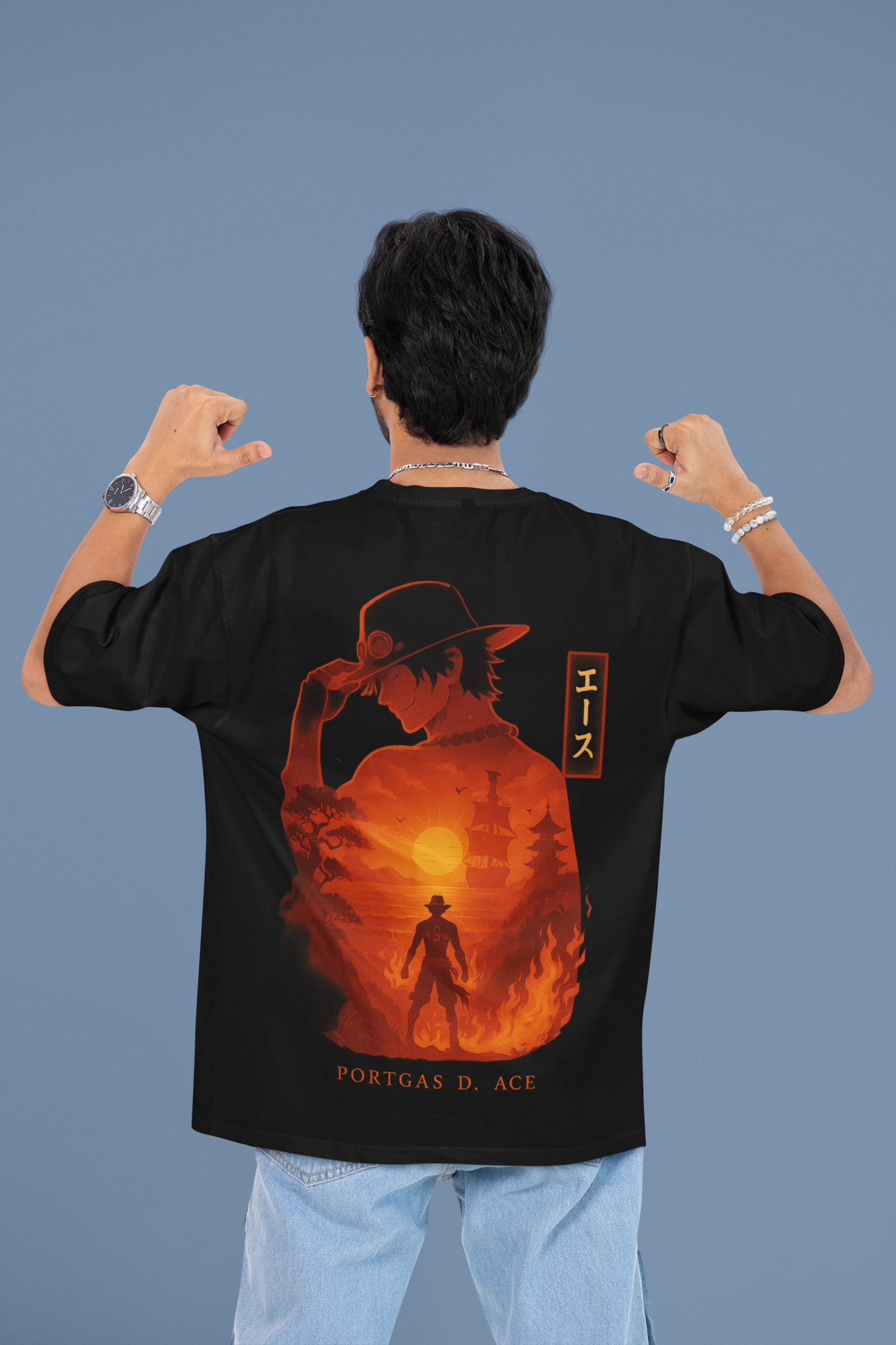 Fire Fist Legacy Ace Oversized Anime Tee | Mist & Cozy - Mist & Cozy