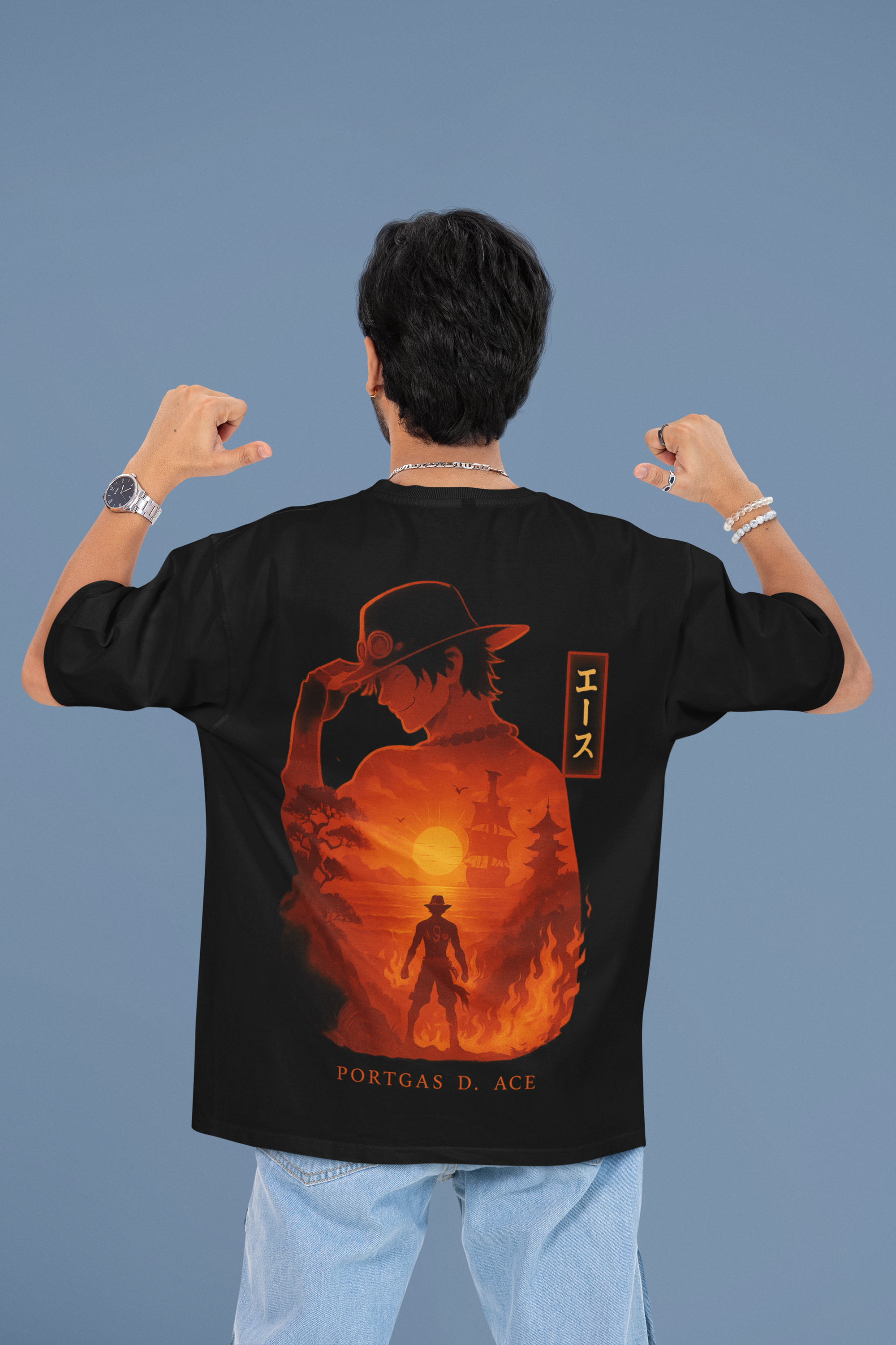 Fire Fist Legacy Ace Oversized Anime Tee | Mist & Cozy - Mist & Cozy