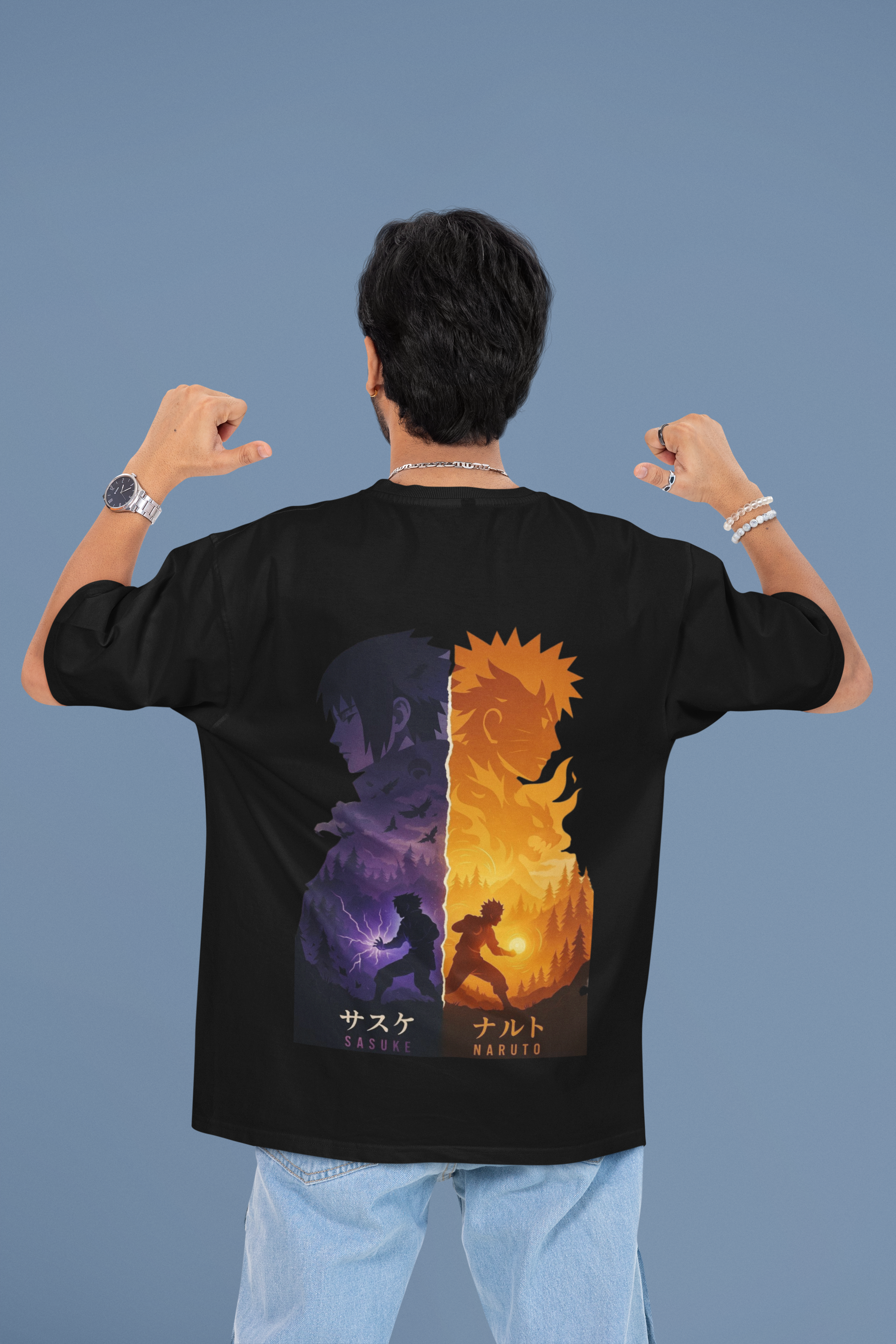 Naruto x Sasuke Oversized Tee | Mist & Cozy