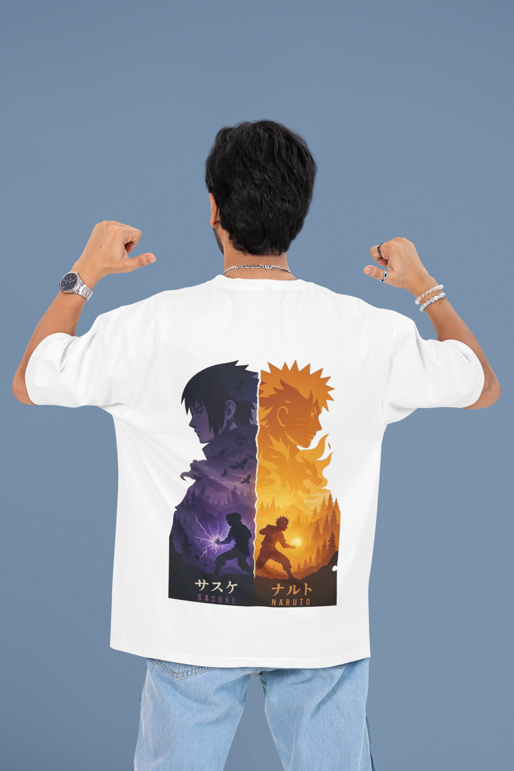 Naruto x Sasuke Oversized Tee | Mist & Cozy