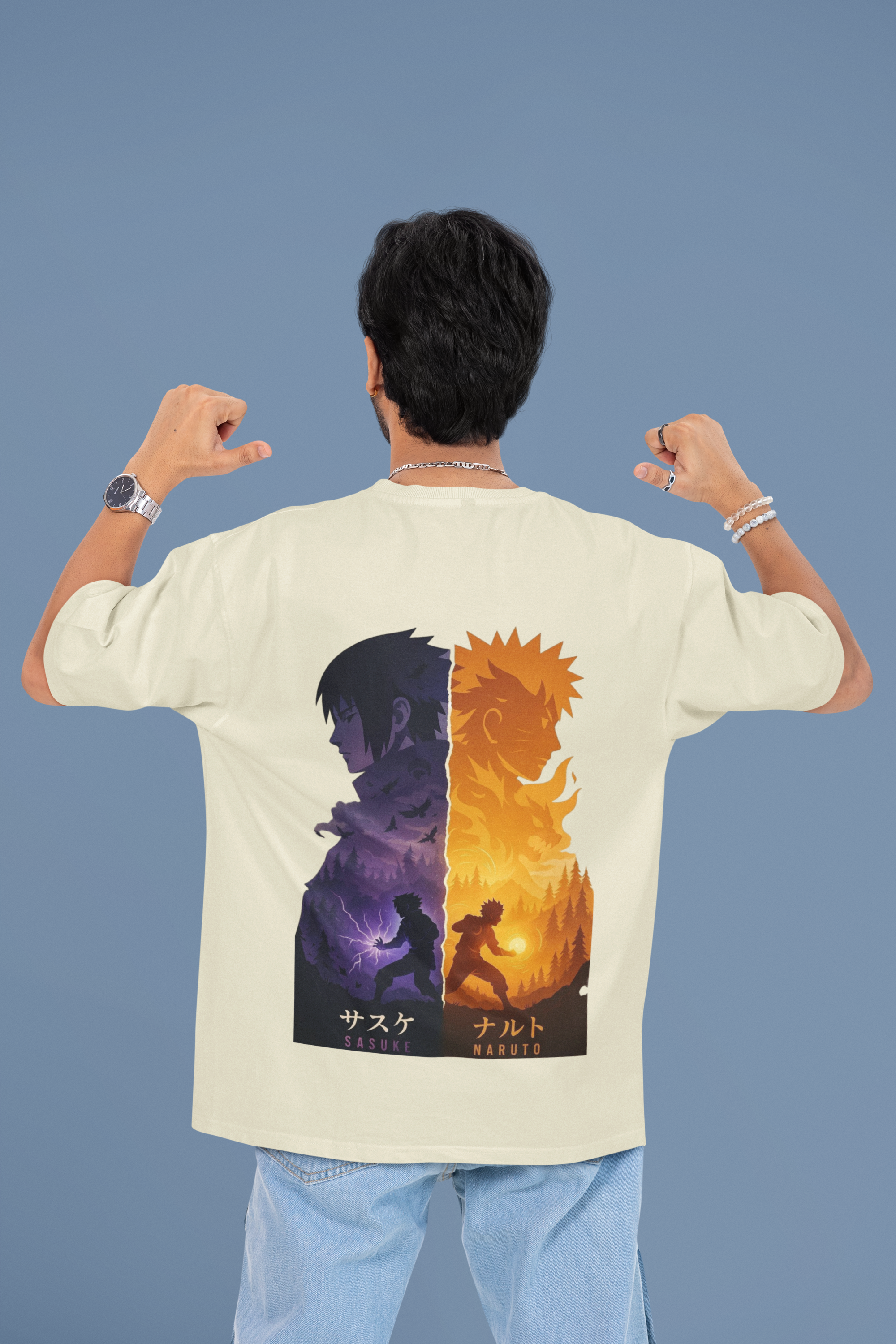 Naruto x Sasuke Oversized Tee | Mist & Cozy