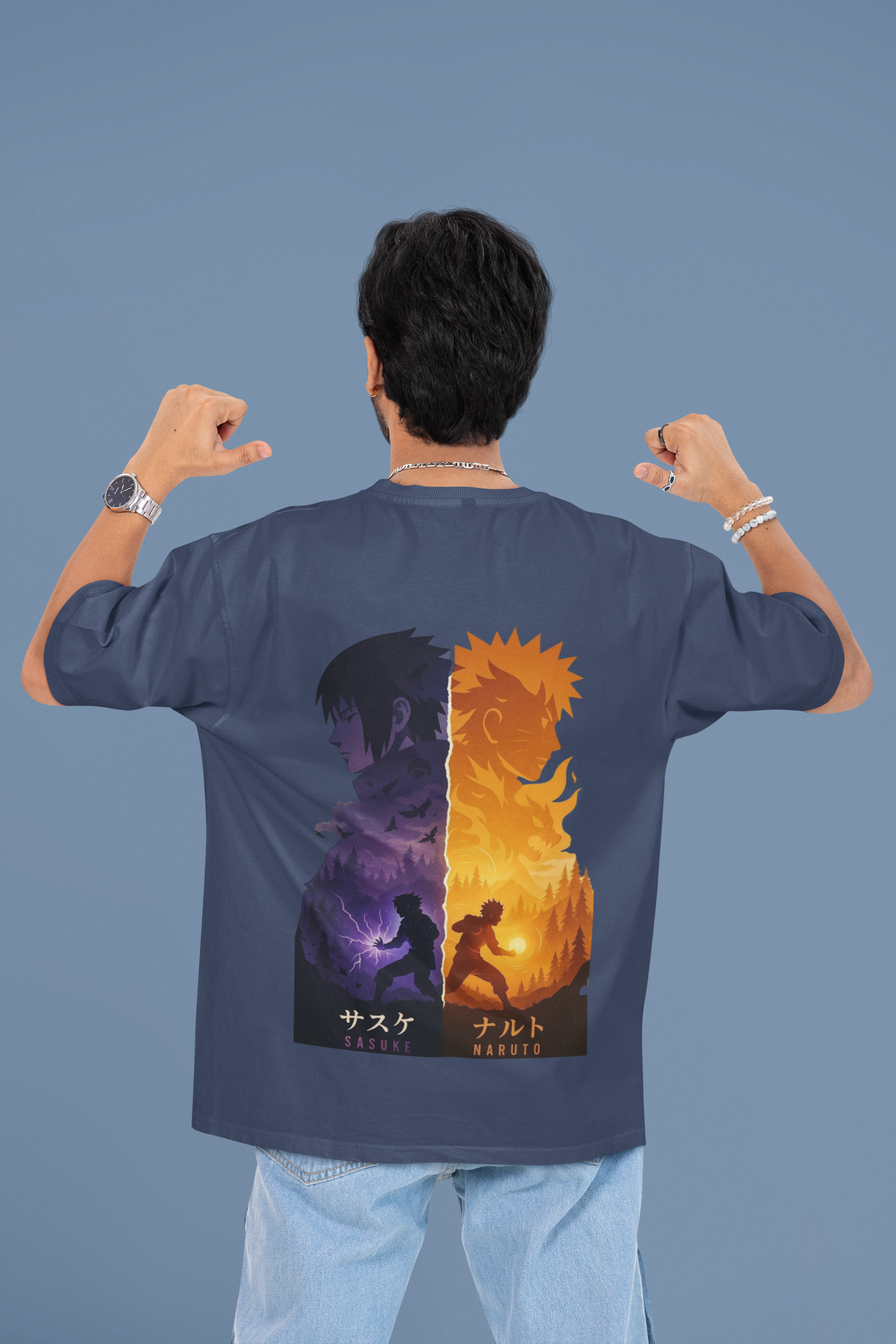 Naruto x Sasuke Oversized Tee | Mist & Cozy