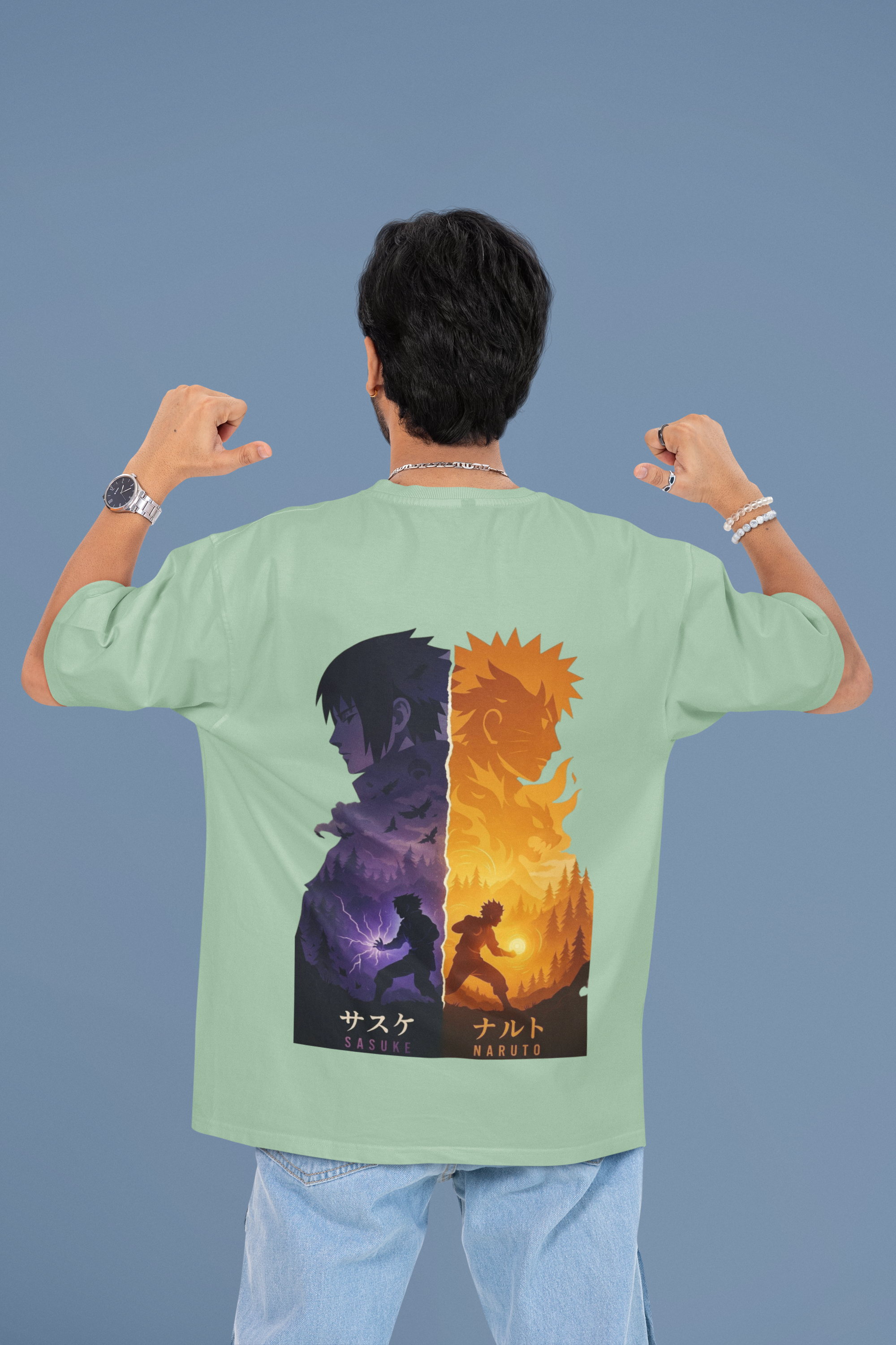 Naruto x Sasuke Oversized Tee | Mist & Cozy