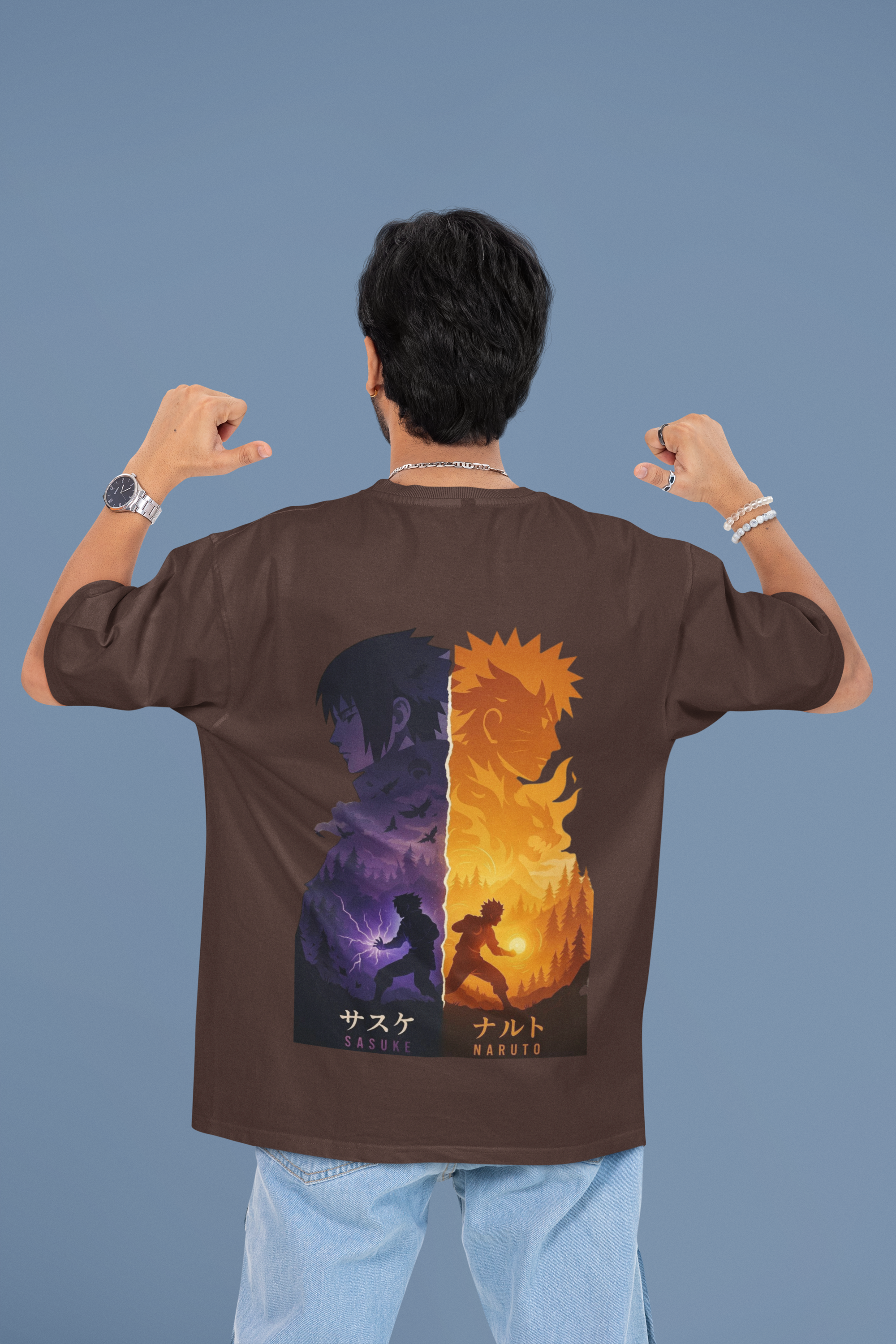 Naruto x Sasuke Oversized Tee | Mist & Cozy