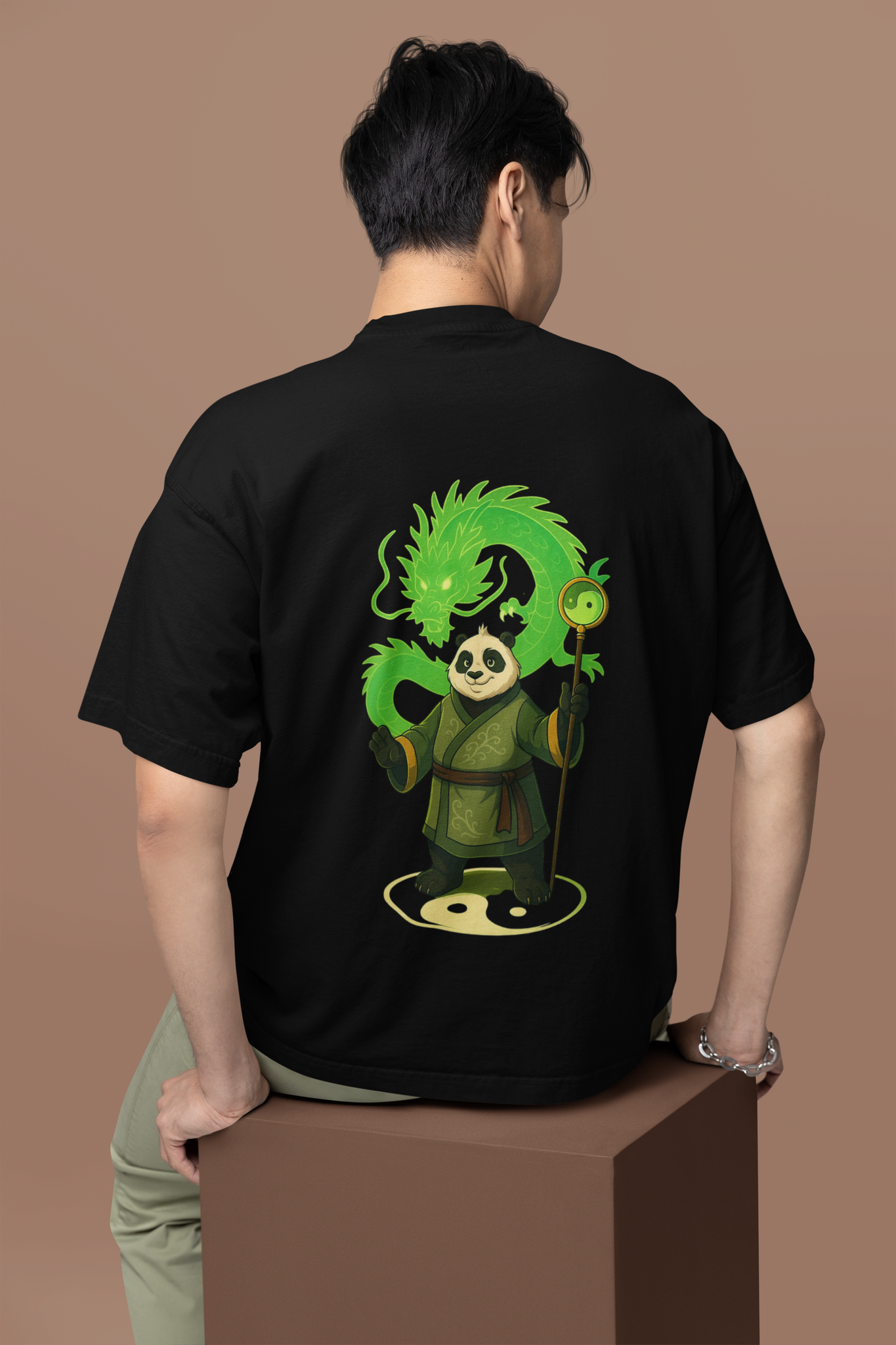 Panda Mastery Zen Warrior Oversized Tee | Mist & Cozy