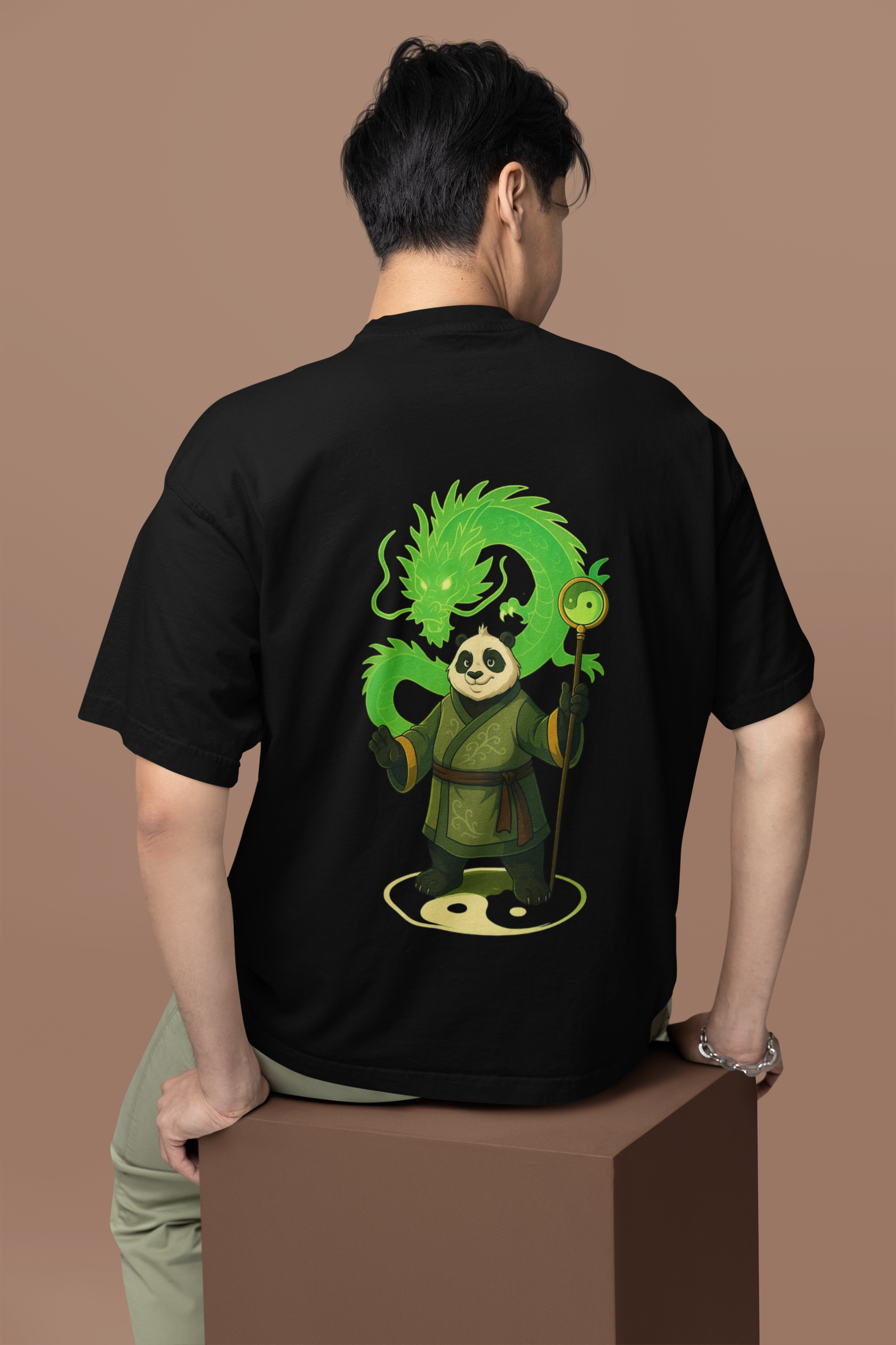 Panda Mastery Zen Warrior Oversized Tee | Mist & Cozy