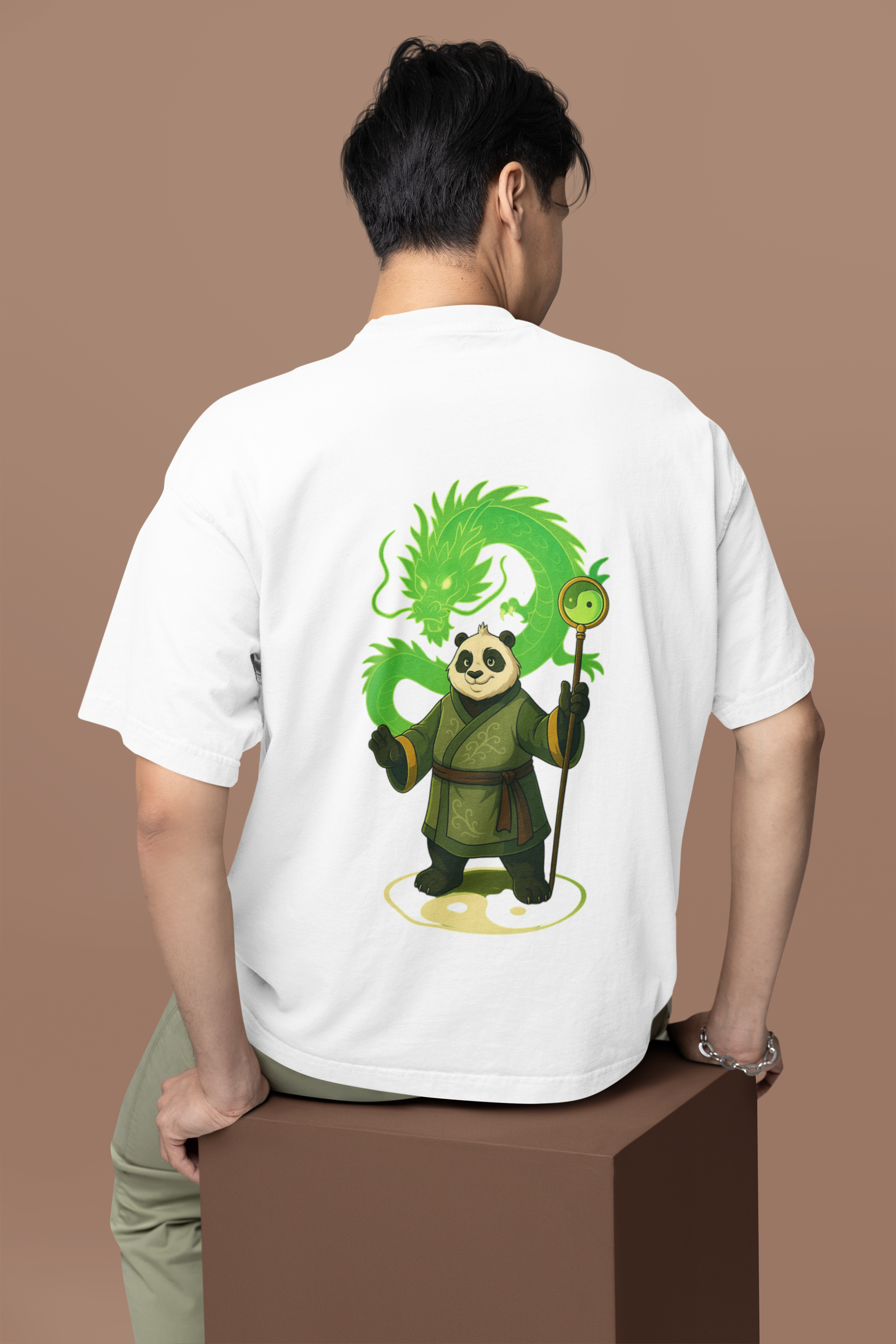 Panda Mastery Zen Warrior Oversized Tee | Mist & Cozy