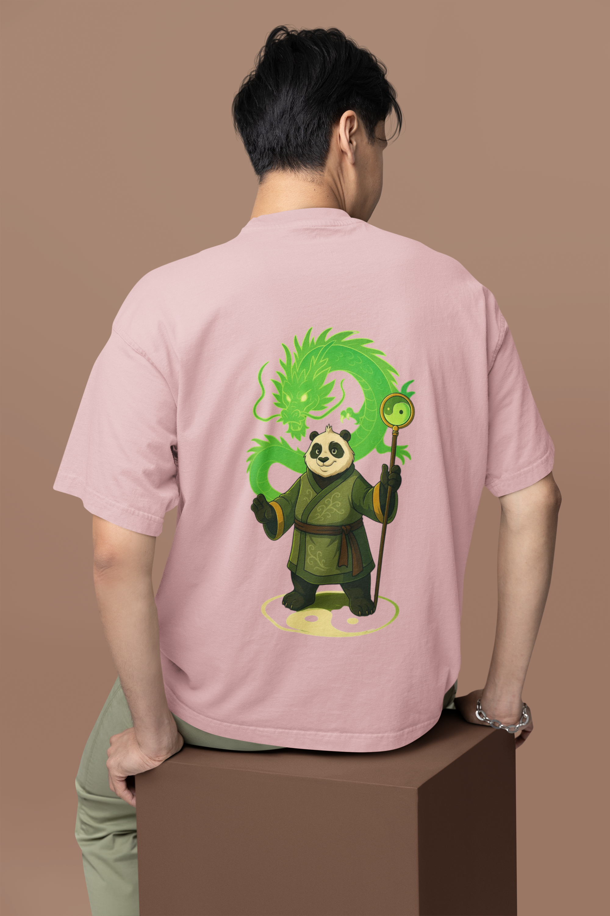 Panda Mastery Zen Warrior Oversized Tee | Mist & Cozy