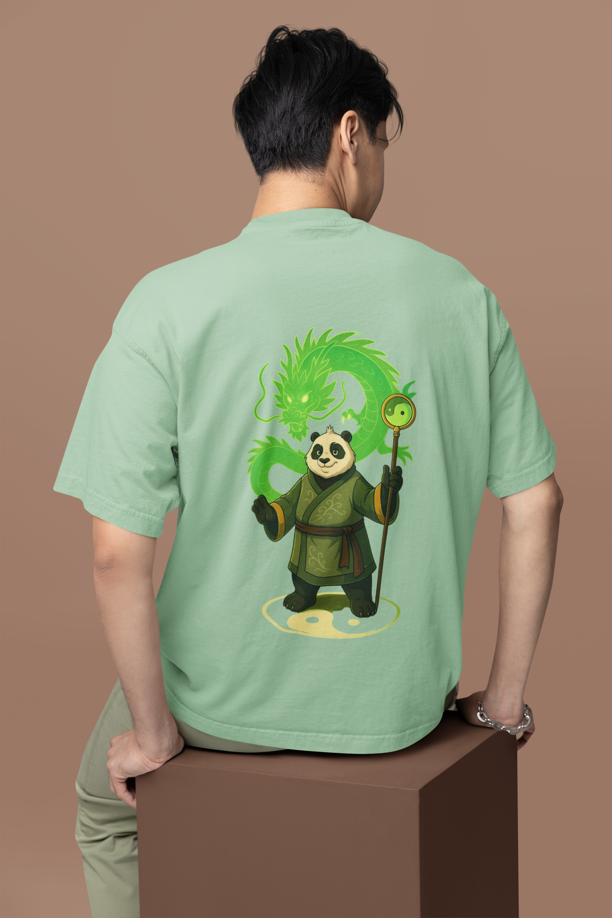 Panda Mastery Zen Warrior Oversized Tee | Mist & Cozy