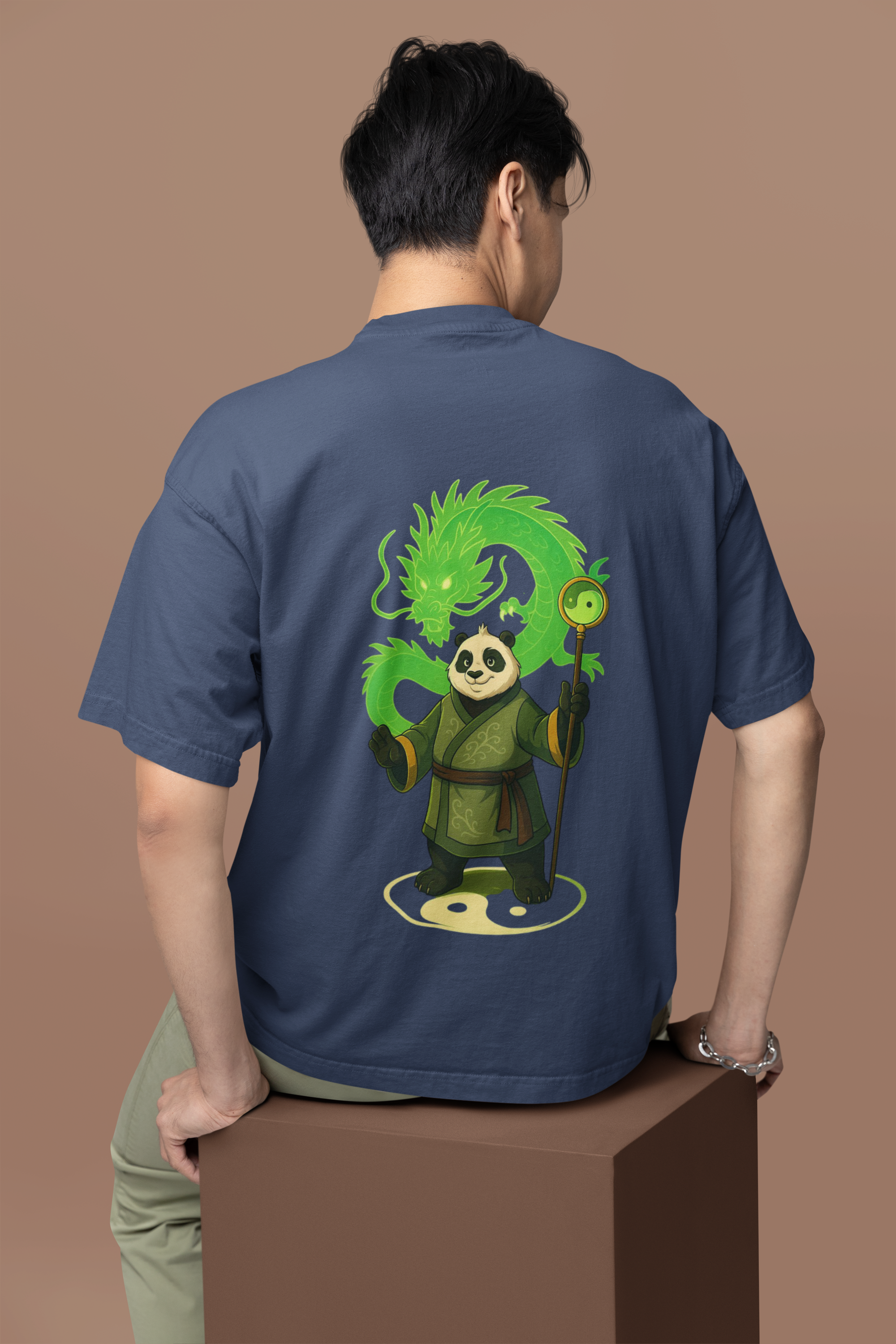 Panda Mastery Zen Warrior Oversized Tee | Mist & Cozy