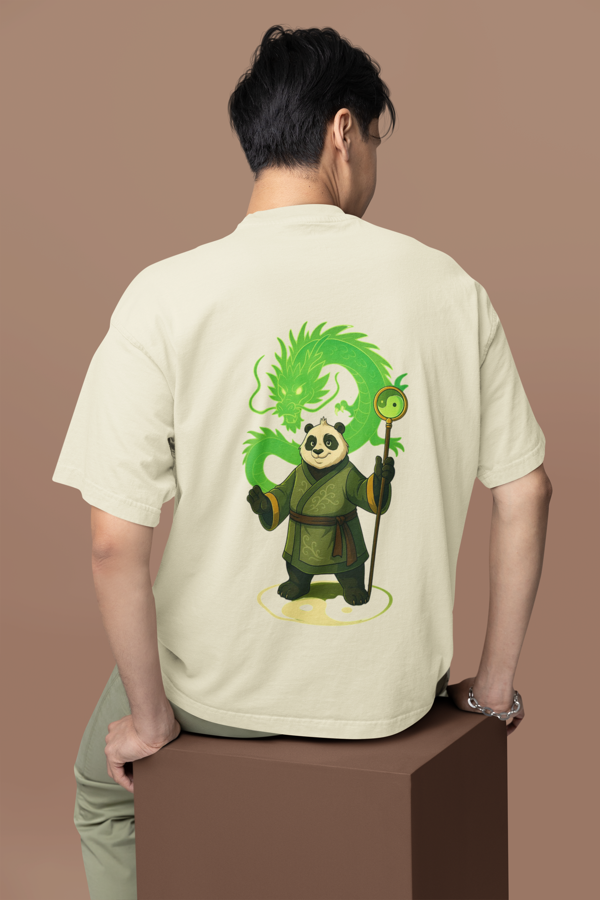 Panda Mastery Zen Warrior Oversized Tee | Mist & Cozy