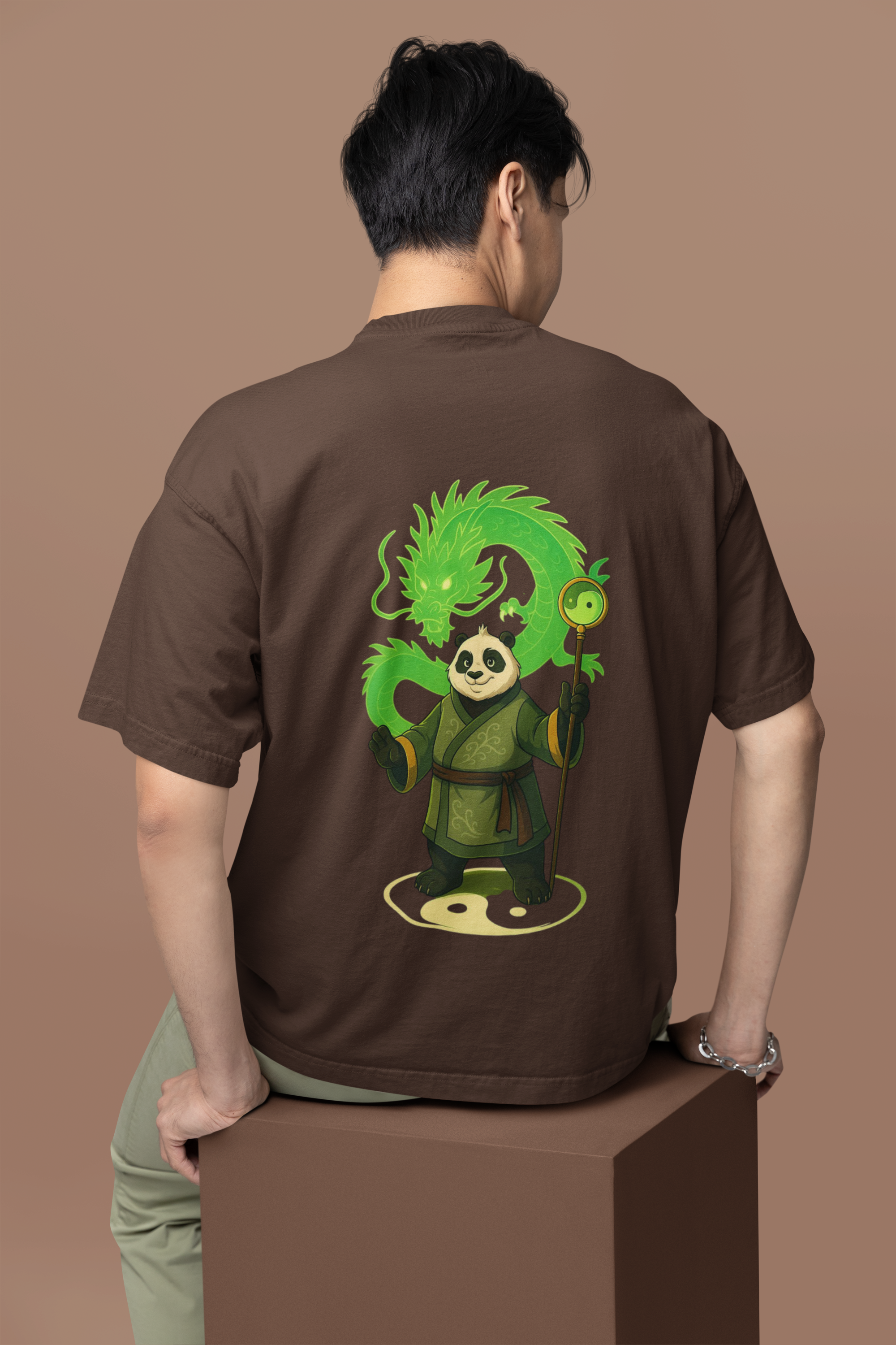 Panda Mastery Zen Warrior Oversized Tee | Mist & Cozy