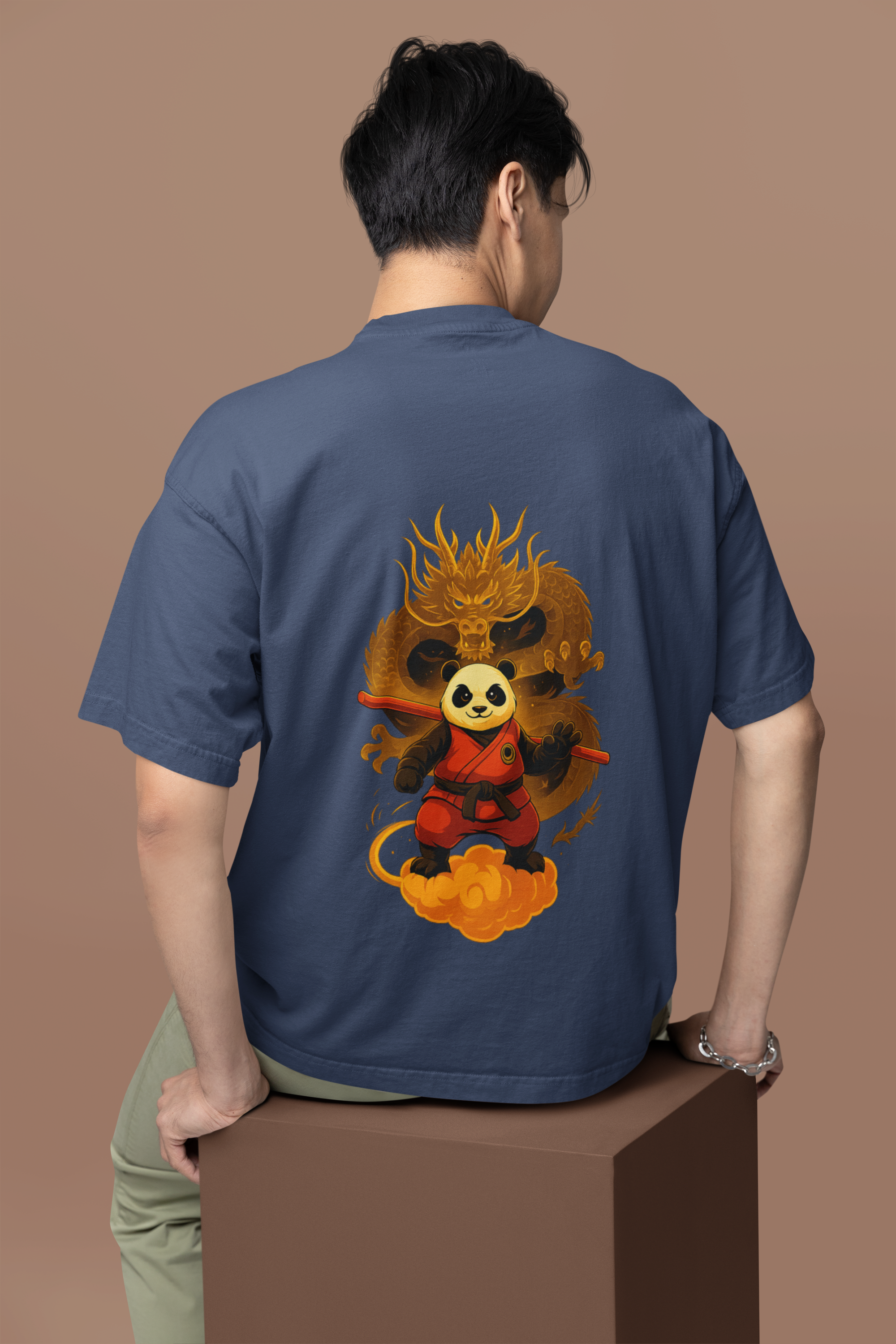 Dragon Warrior Panda Oversized Tee | Mist & Cozy