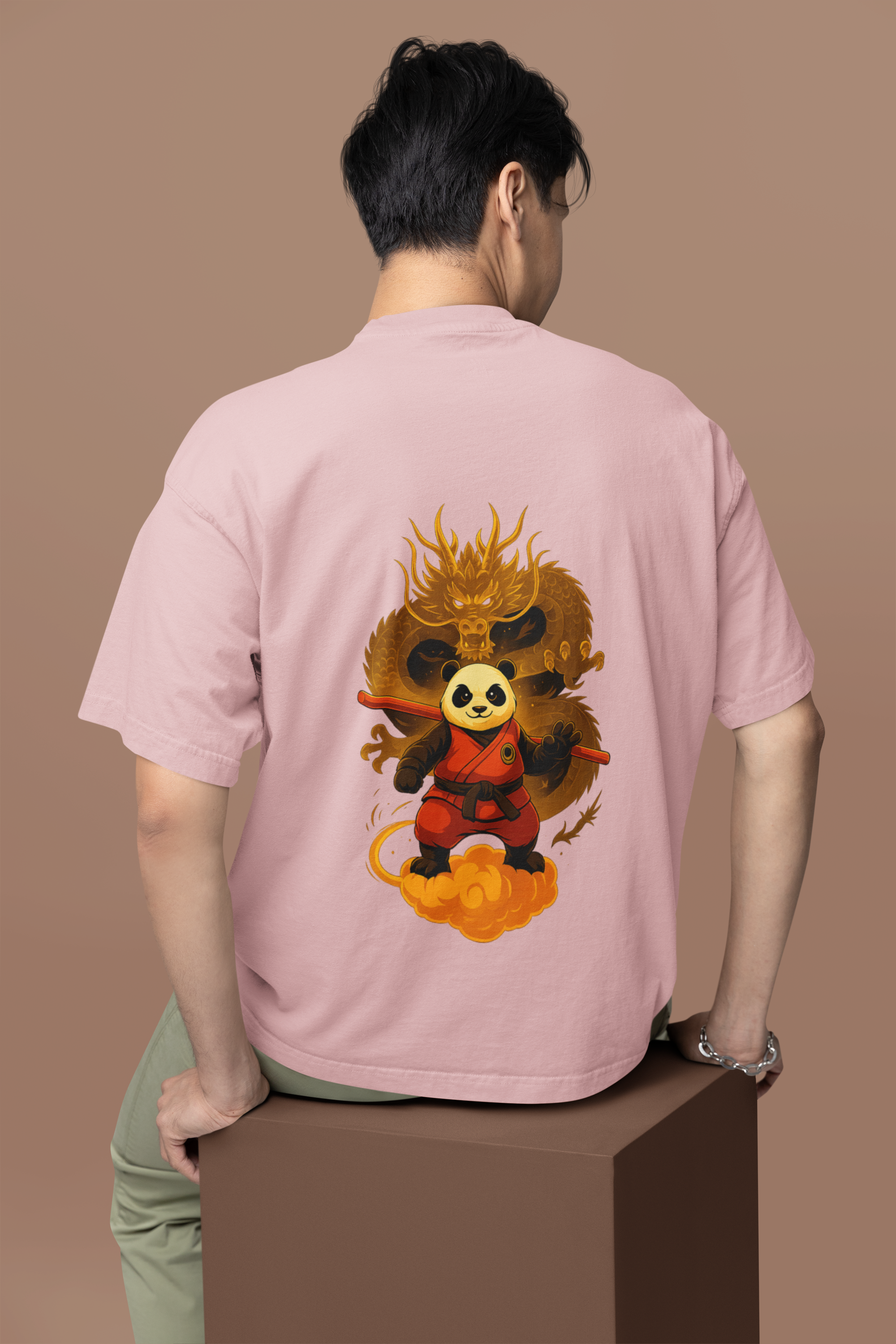Dragon Warrior Panda Oversized Tee | Mist & Cozy