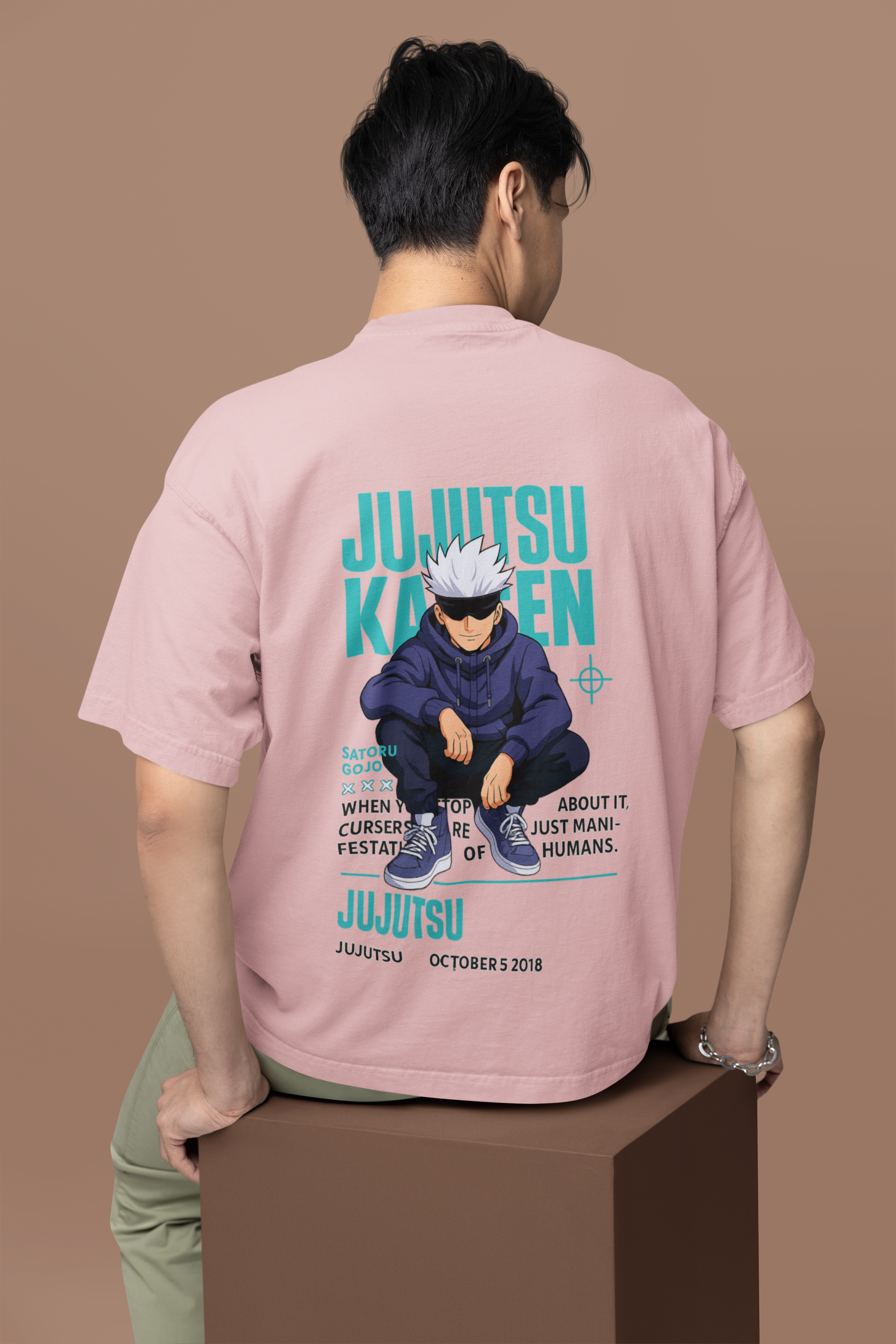 Limitless Strength Gojo Satoru Oversized Tee | Mist & Cozy