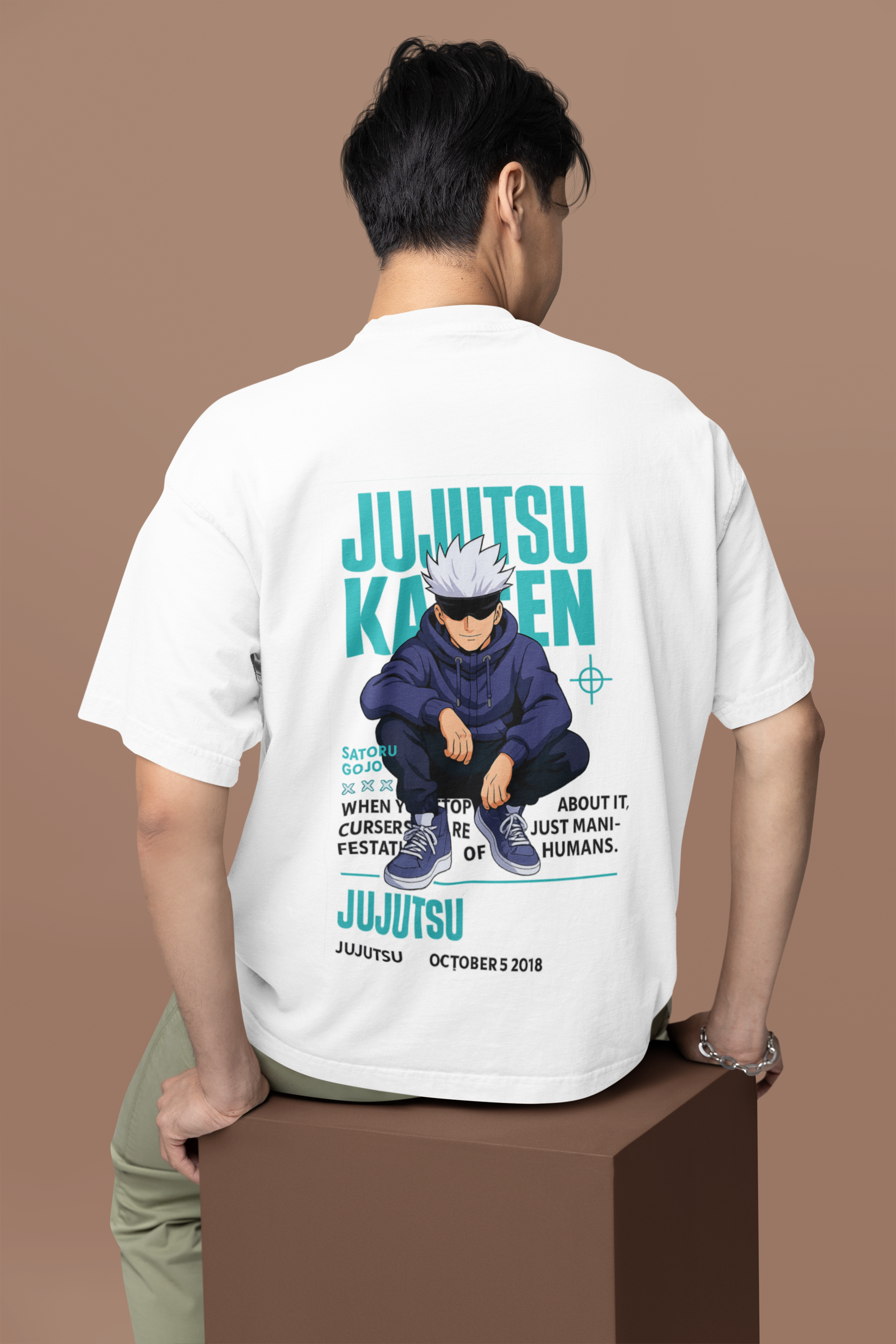 Limitless Strength Gojo Satoru Oversized Tee | Mist & Cozy