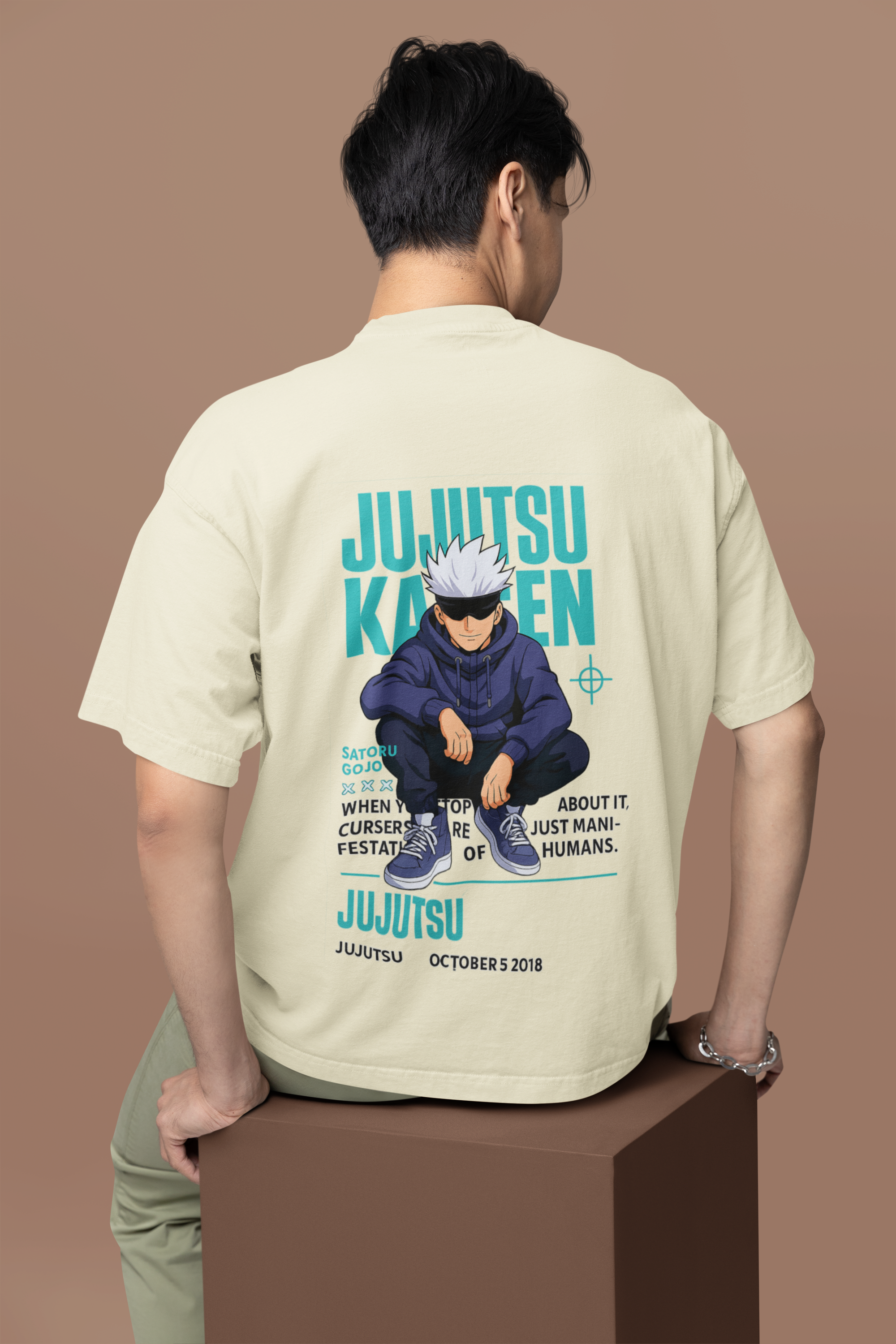 Limitless Strength Gojo Satoru Oversized Tee | Mist & Cozy