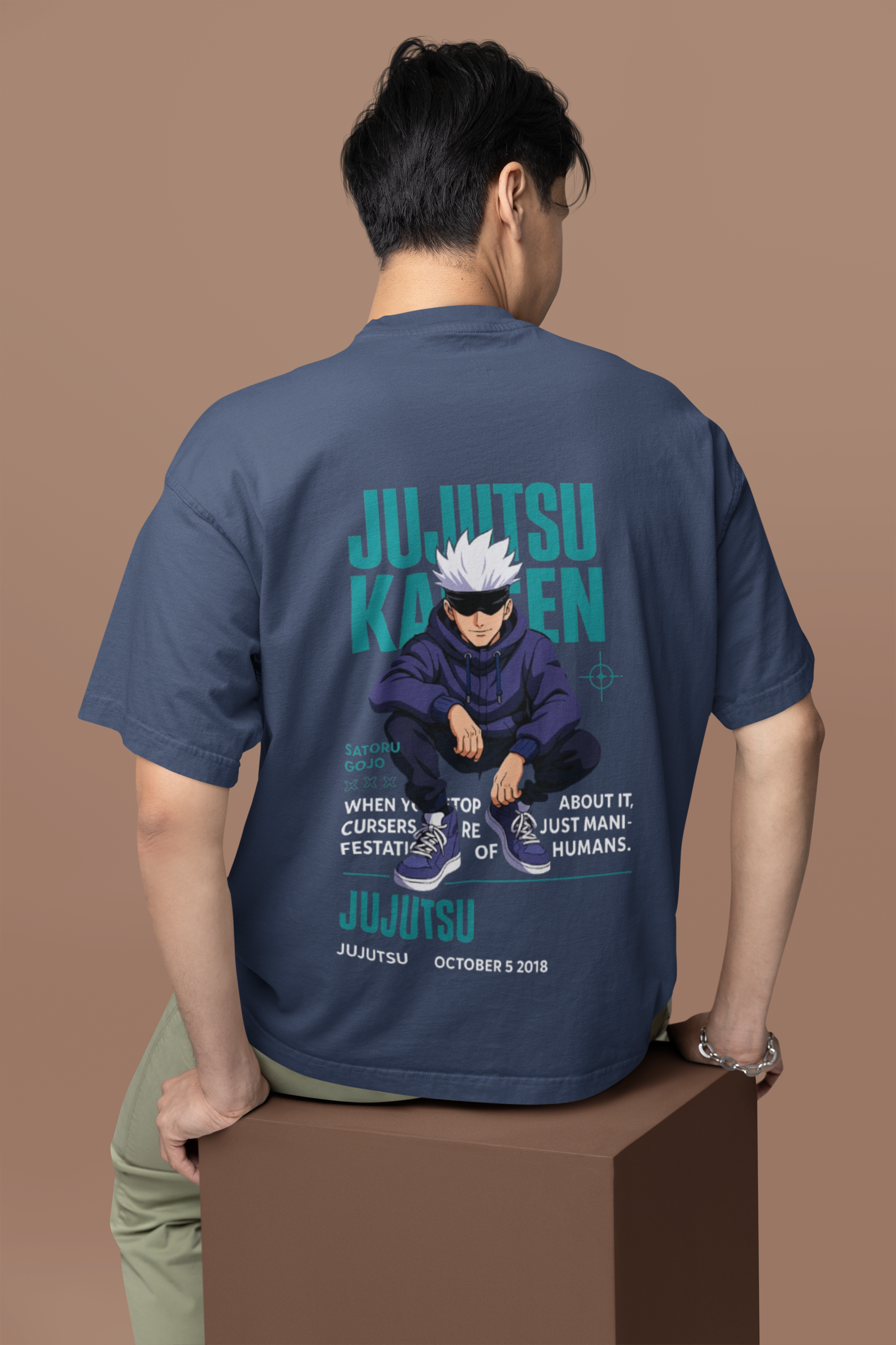 Limitless Strength Gojo Satoru Oversized Tee | Mist & Cozy