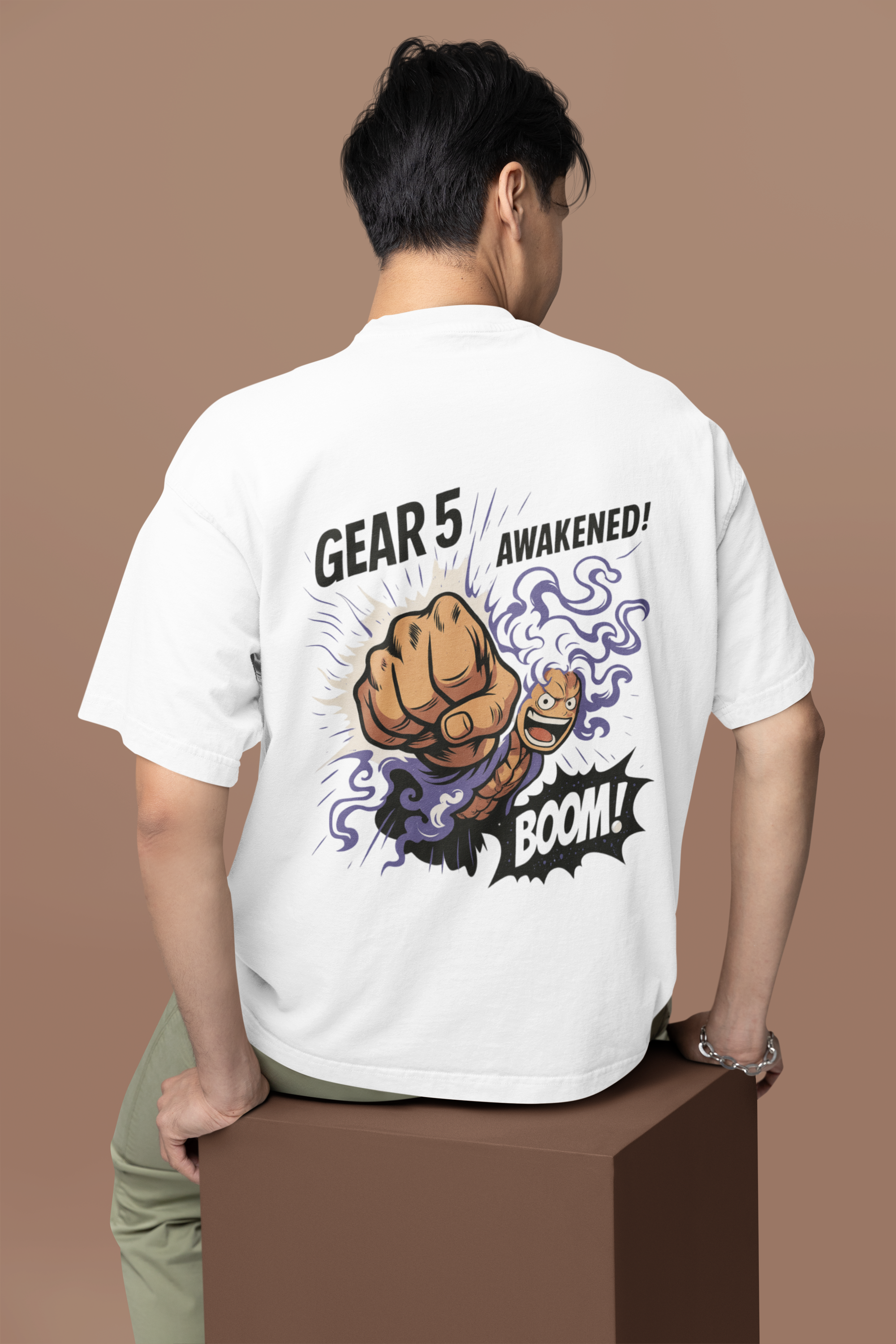 Gear 5 Awakened Luffy Punch Oversized Tee | Mist & Cozy