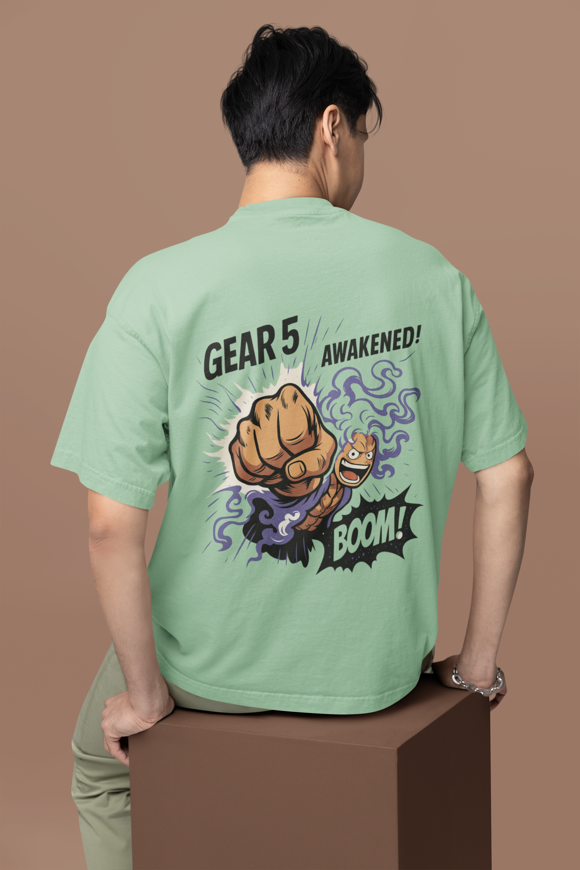 Gear 5 Awakened Luffy Punch Oversized Tee | Mist & Cozy