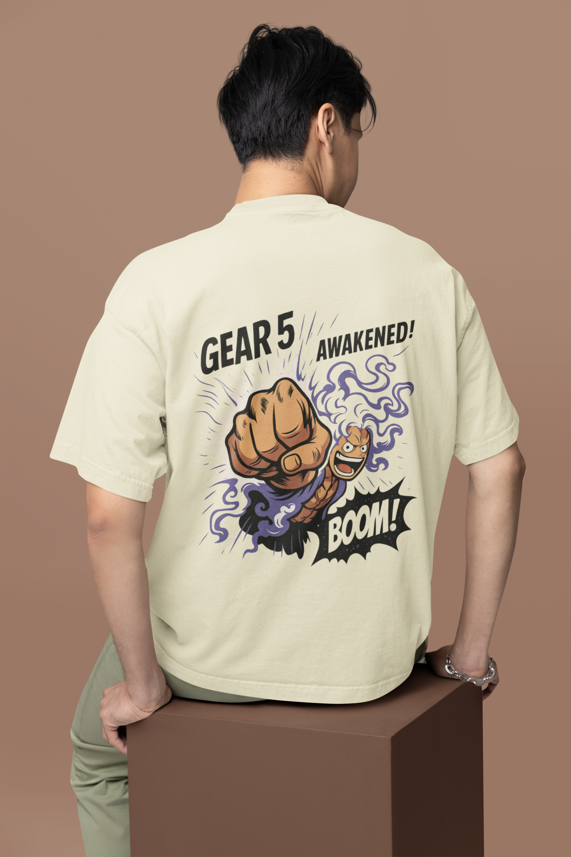 Gear 5 Awakened Luffy Punch Oversized Tee | Mist & Cozy