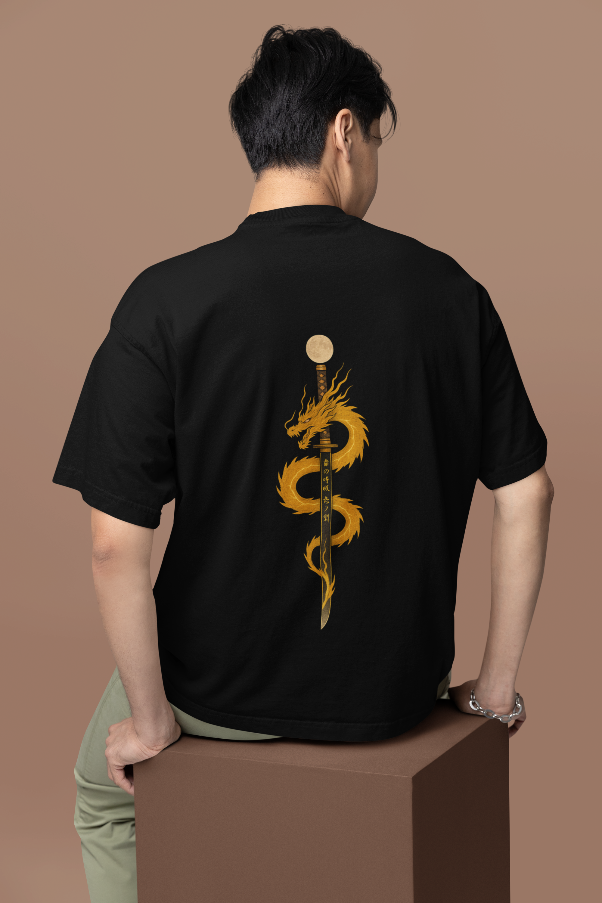 Rise of the Golden Dragon Katana Oversized Tee | Mist & Cozy