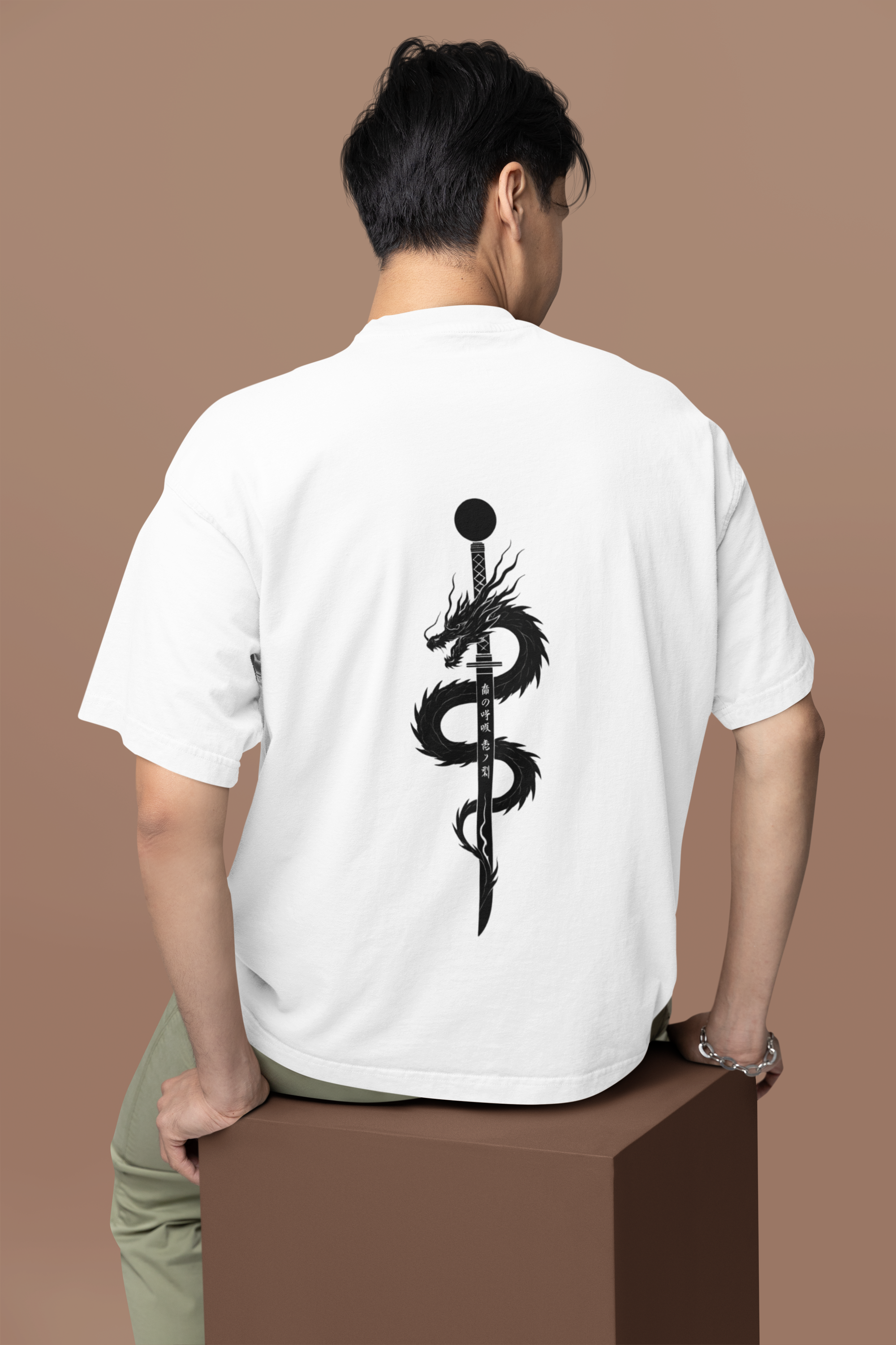 Rise of the Black Dragon Katana Oversized Tee | Mist & Cozy