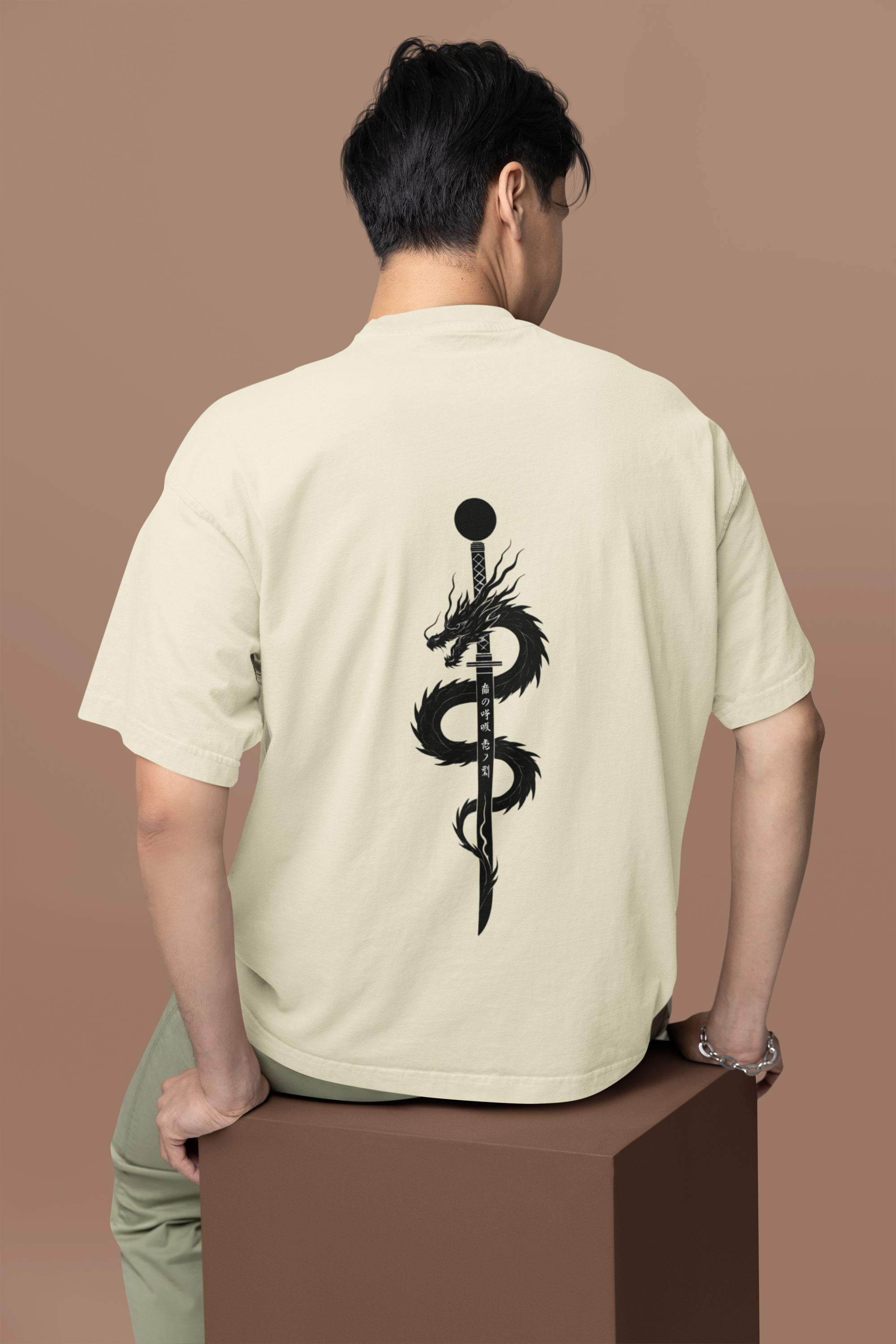 Rise of the Black Dragon Katana Oversized Tee | Mist & Cozy