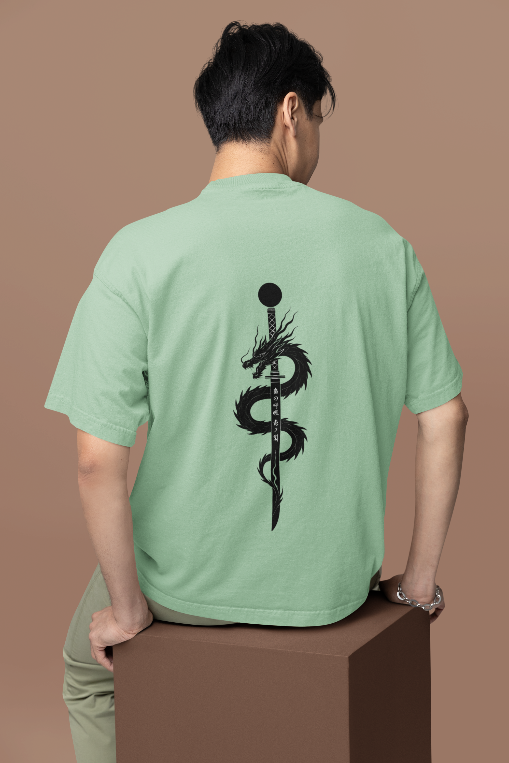 Rise of the Black Dragon Katana Oversized Tee | Mist & Cozy