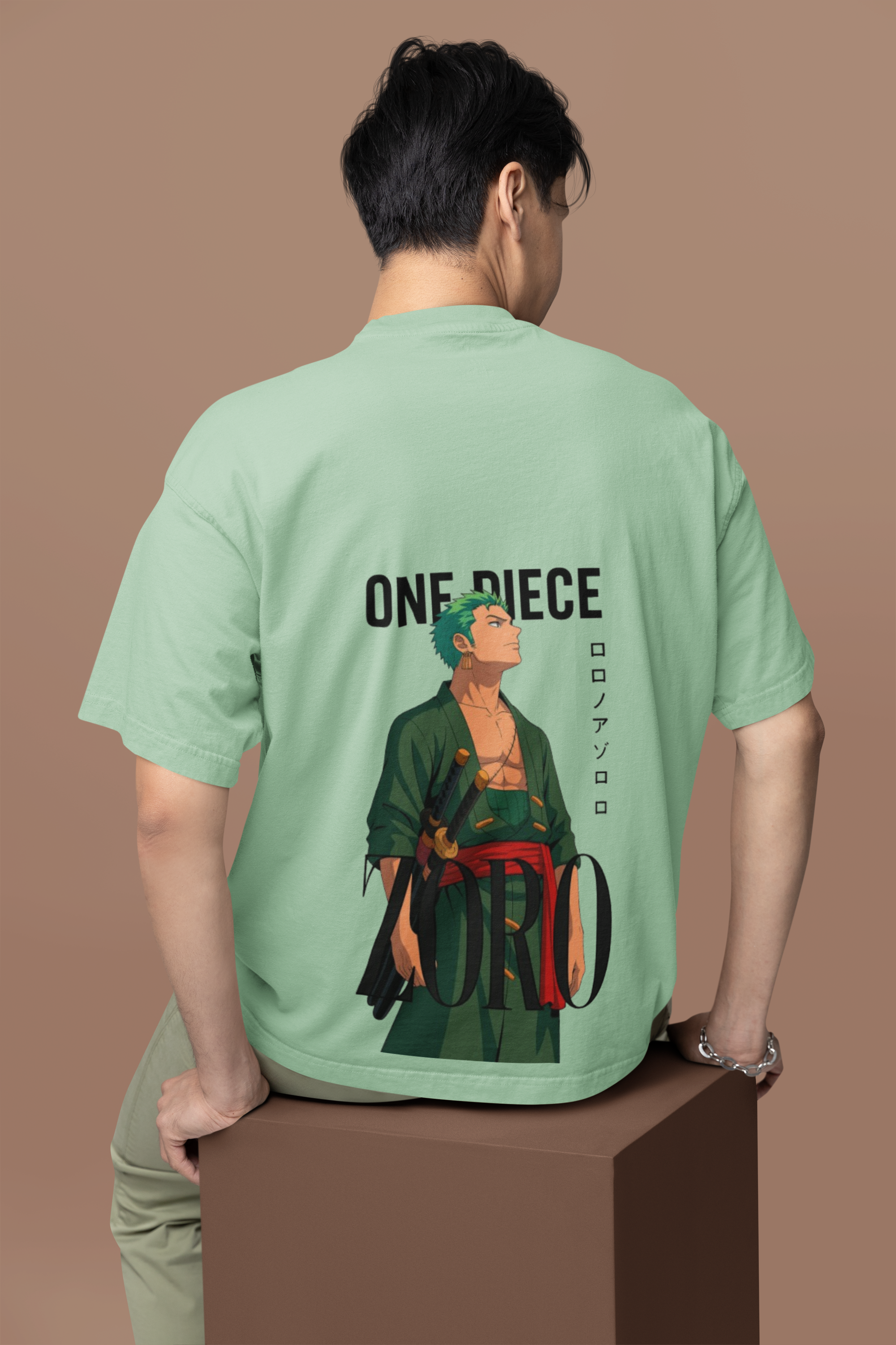 Three Sword Resolve Zoro Oversized Tee | Mist & Cozy