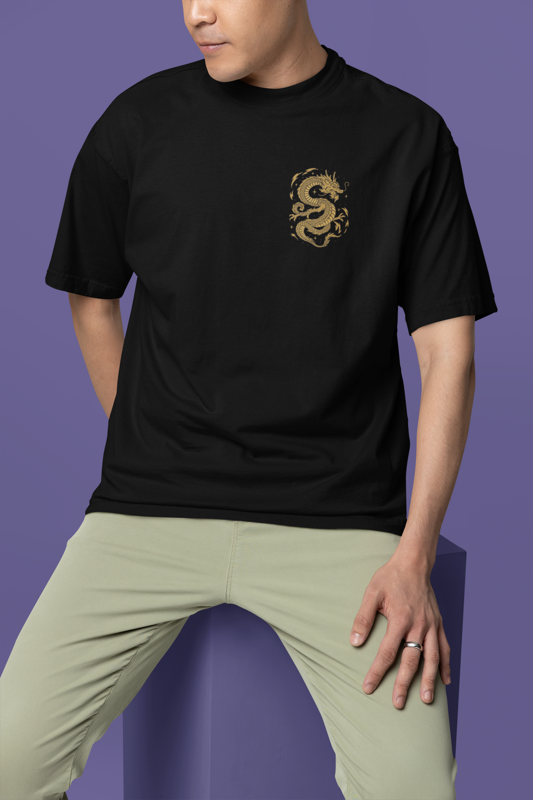 Rise of the Golden Dragon Katana Oversized Tee | Mist & Cozy