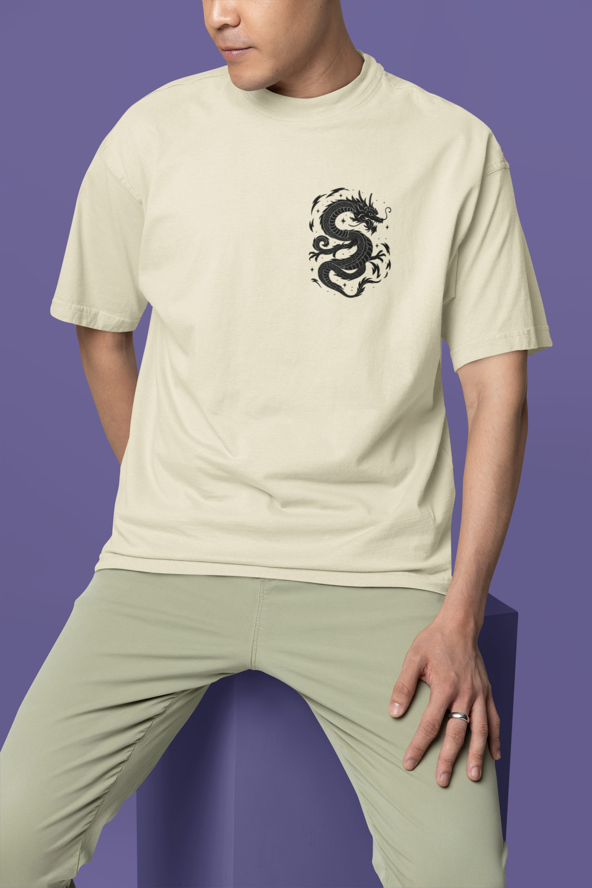 Rise of the Black Dragon Katana Oversized Tee | Mist & Cozy