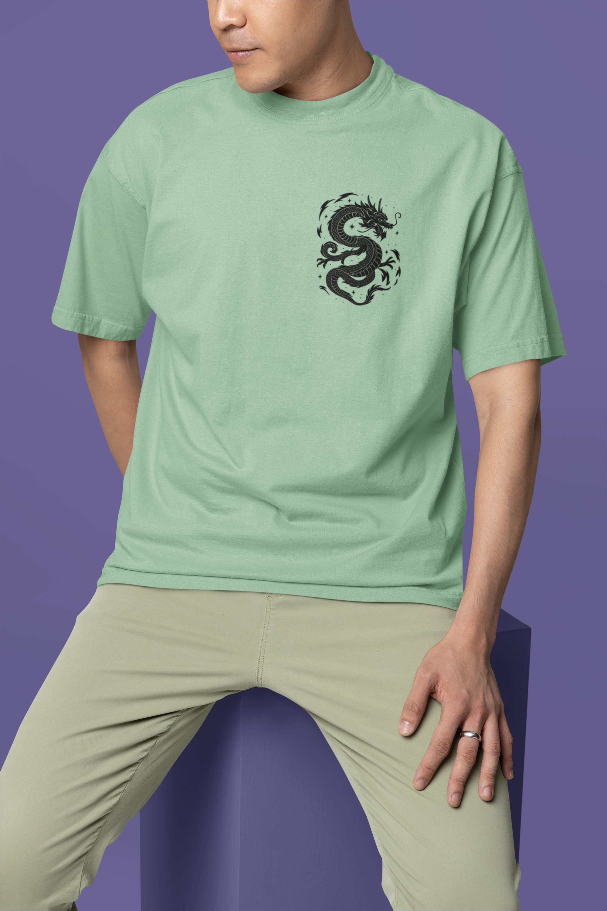 Rise of the Black Dragon Katana Oversized Tee | Mist & Cozy