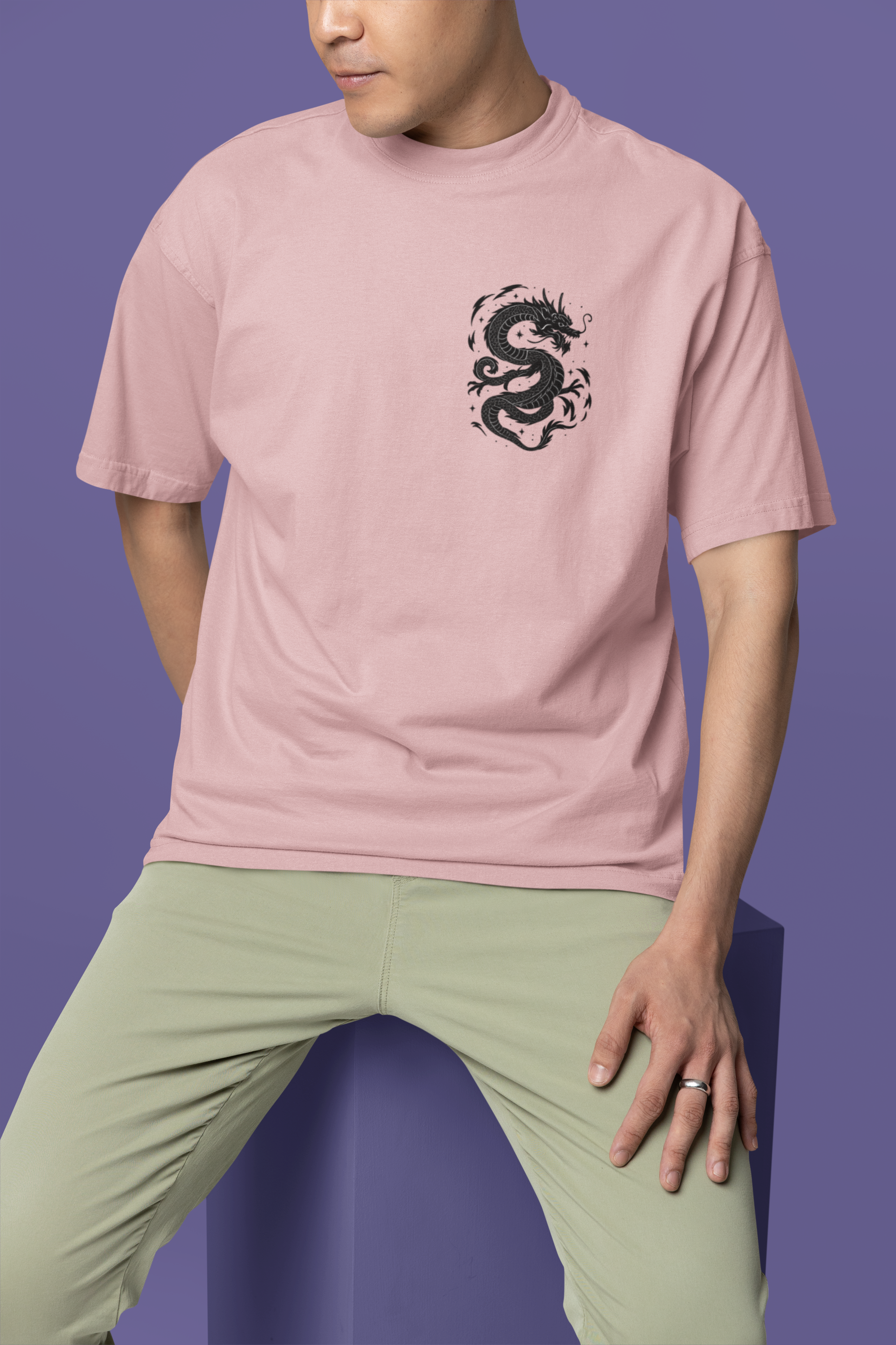 Rise of the Black Dragon Katana Oversized Tee | Mist & Cozy