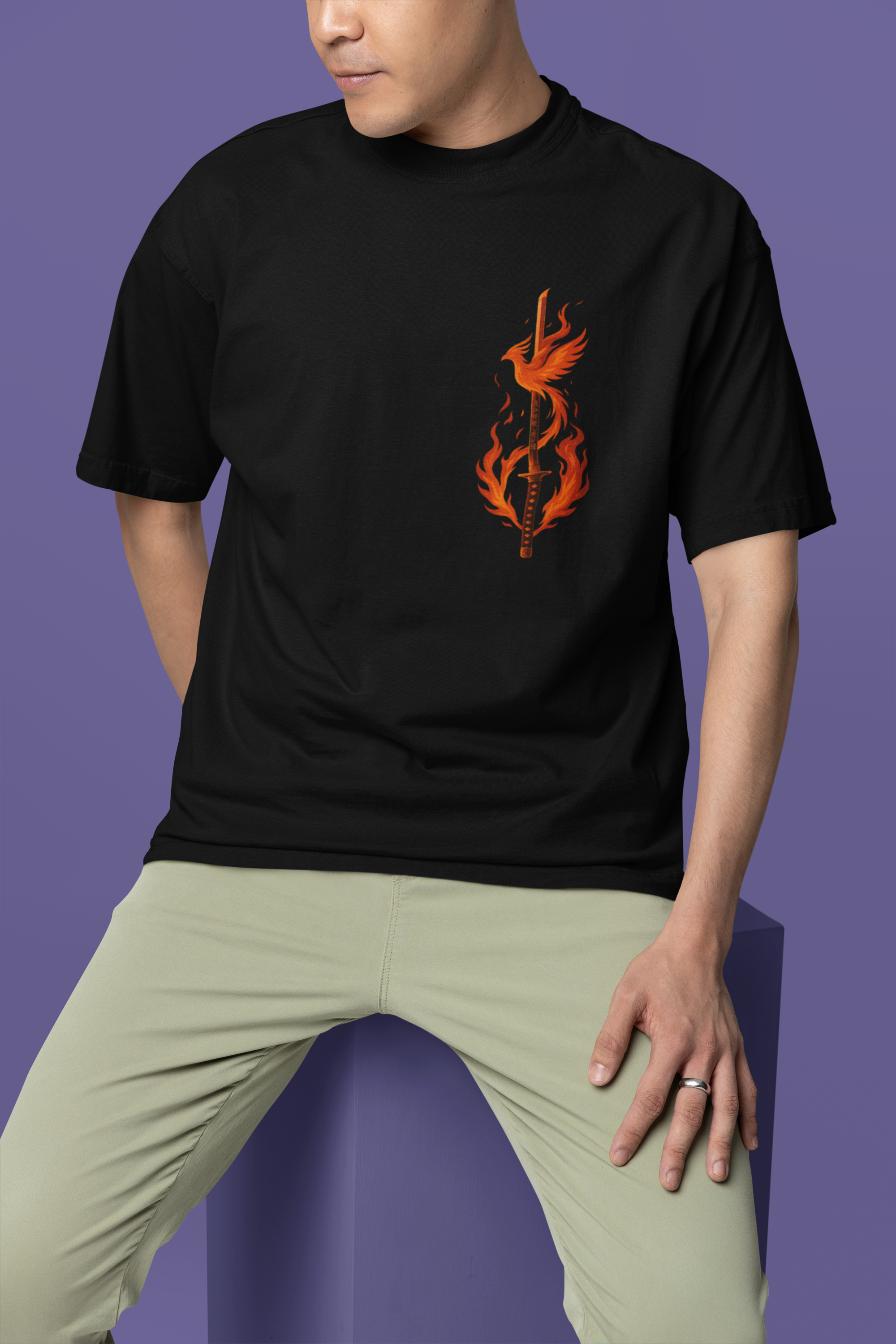Blazing Heart Rengoku Oversized Tee | Mist & Cozy