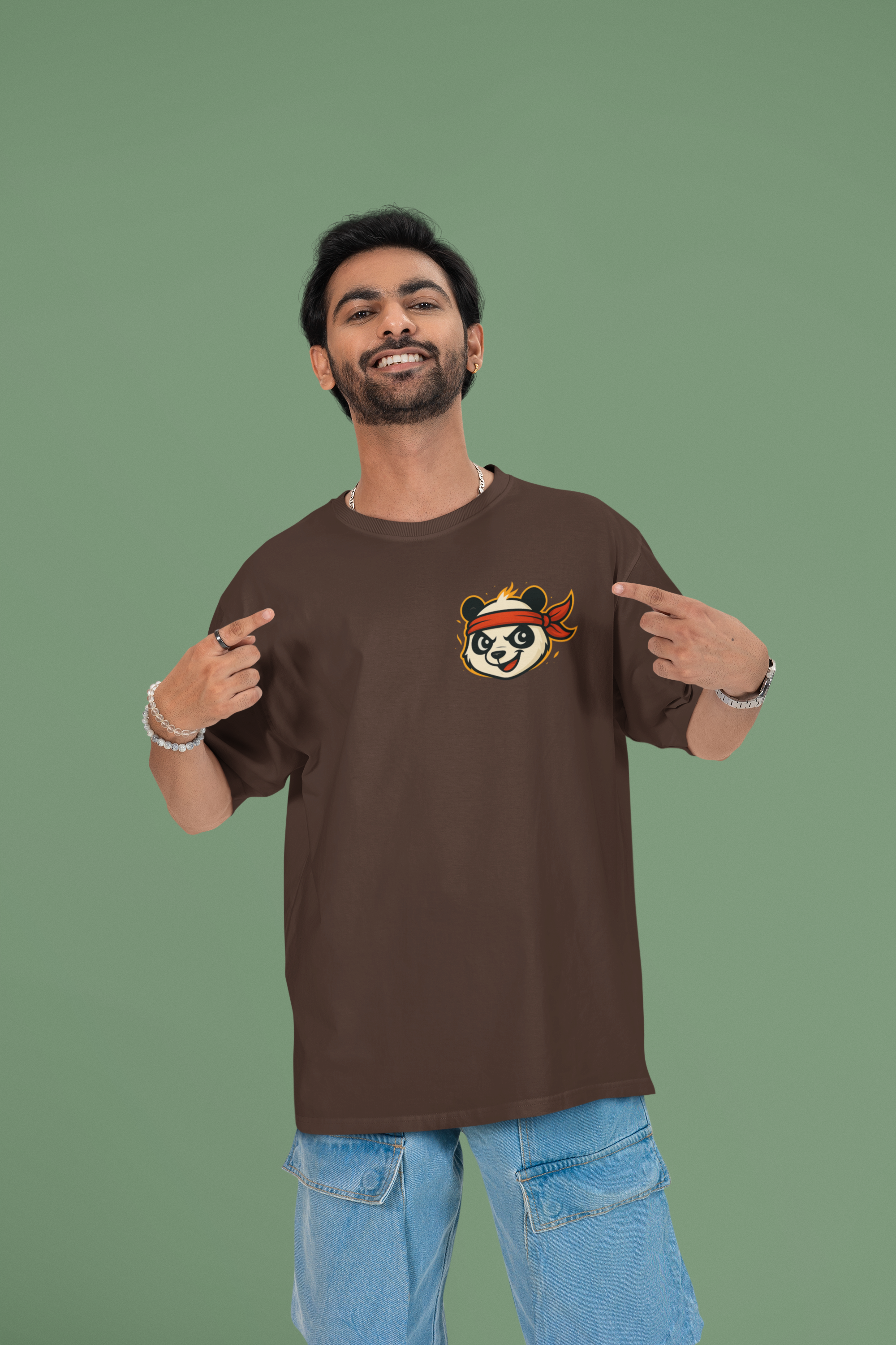 Dragon Warrior Panda Oversized Tee | Mist & Cozy