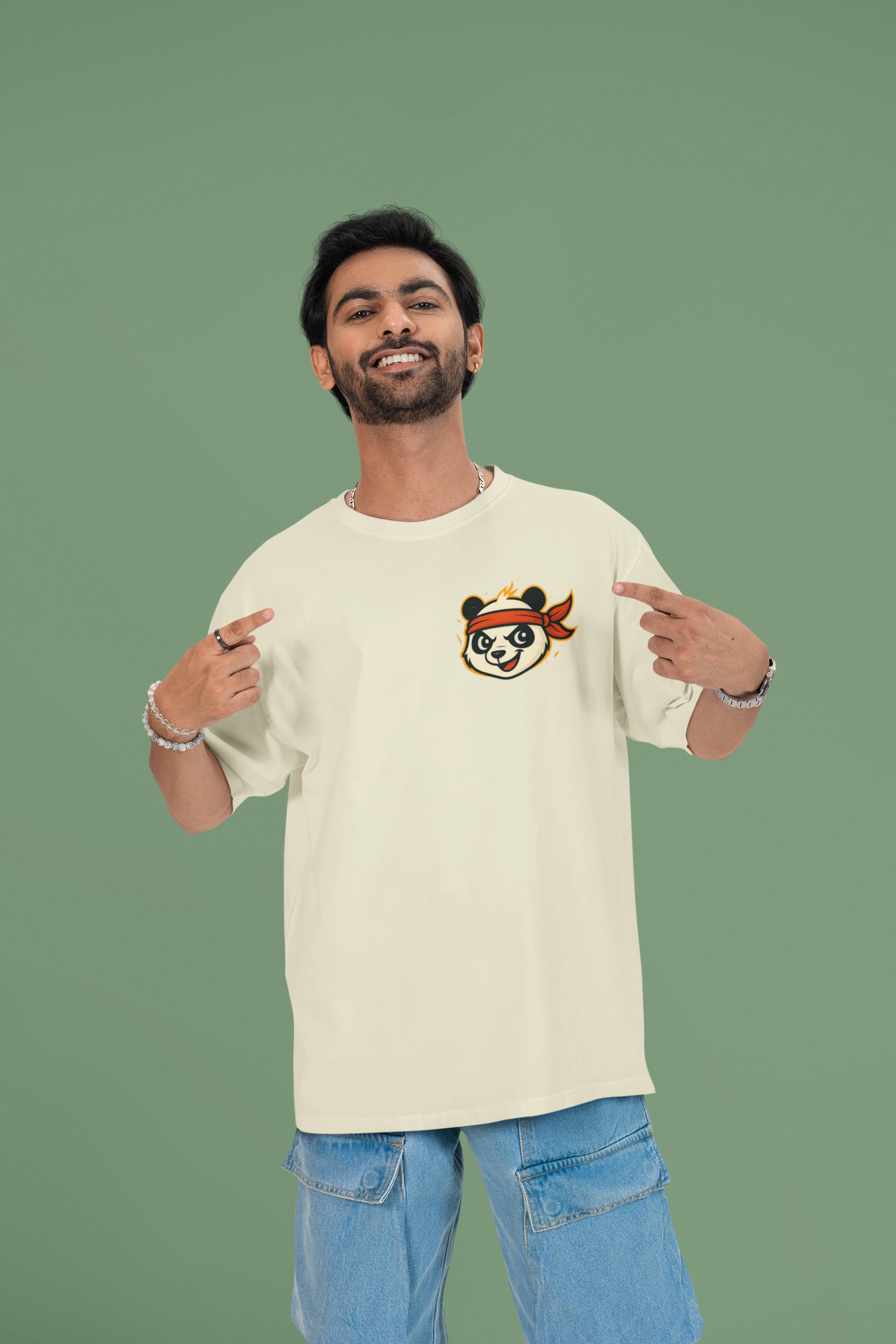 Dragon Warrior Panda Oversized Tee | Mist & Cozy