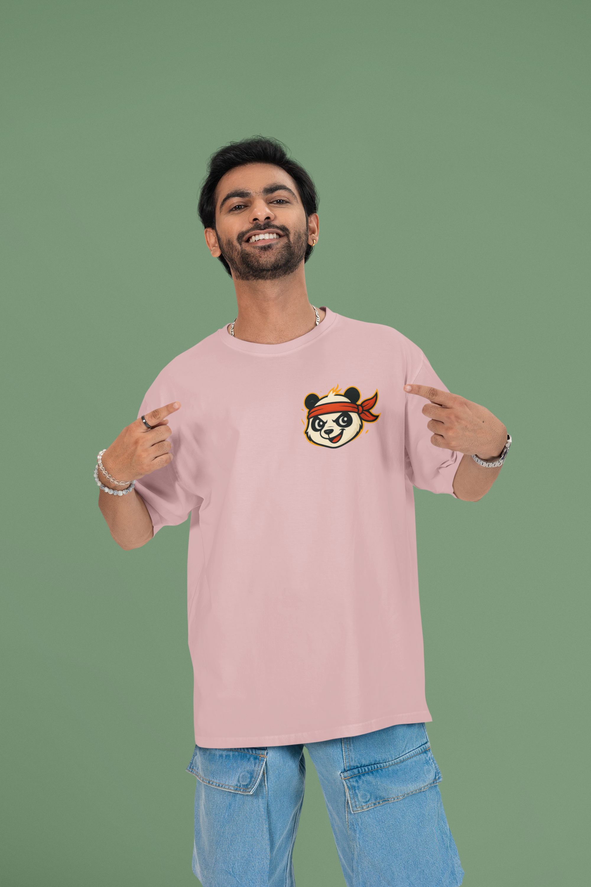 Dragon Warrior Panda Oversized Tee | Mist & Cozy