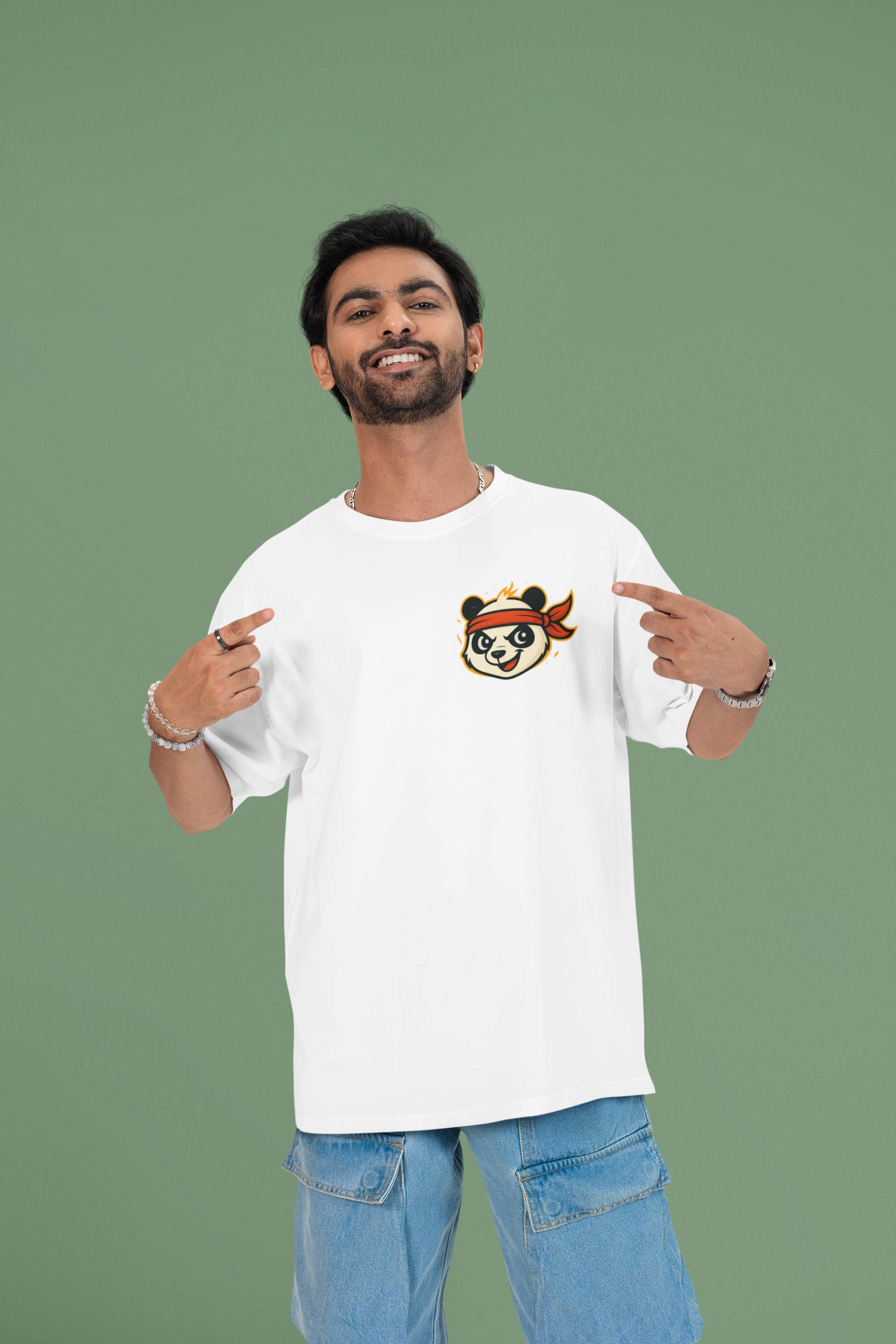Dragon Warrior Panda Oversized Tee | Mist & Cozy