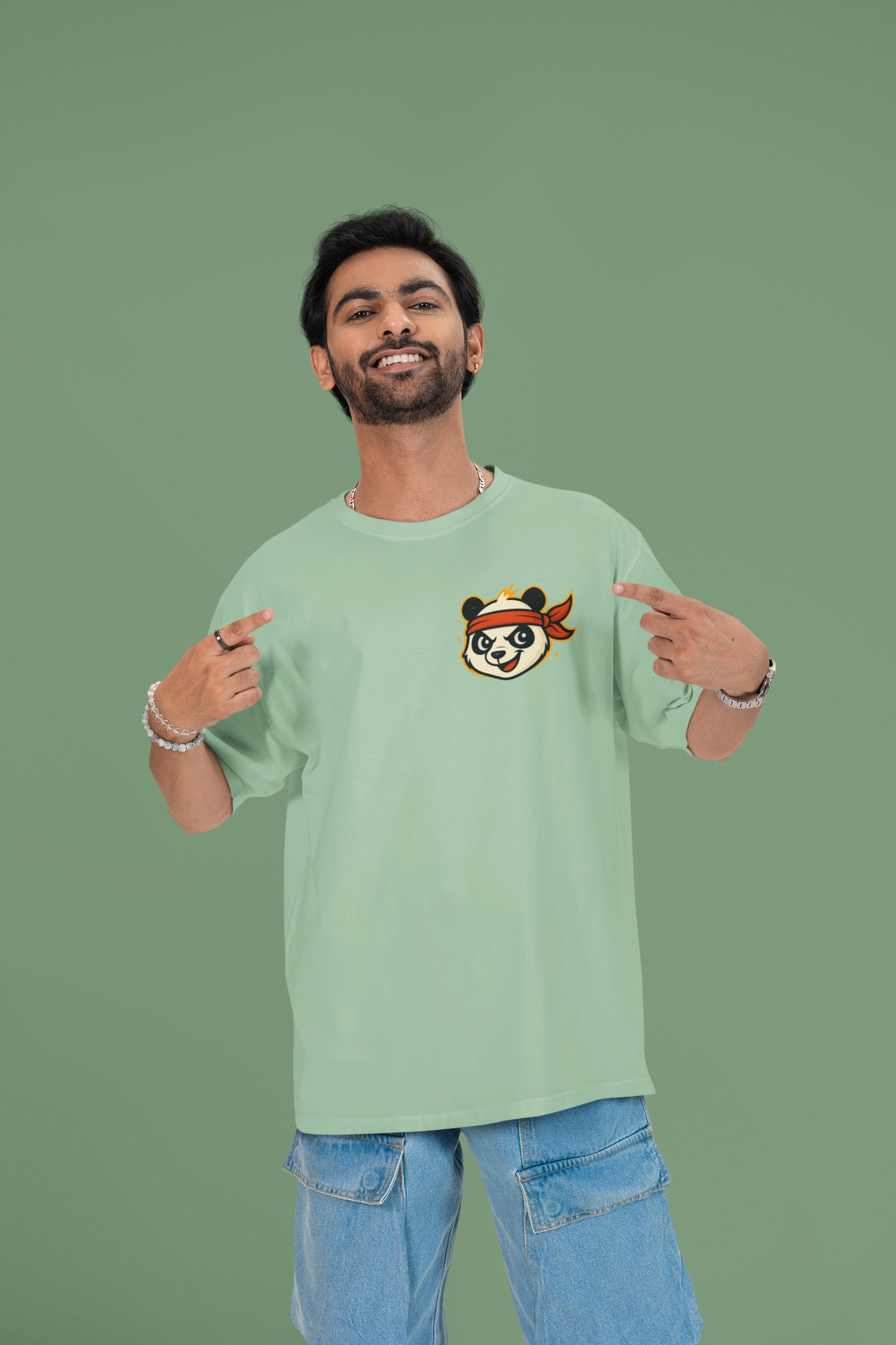 Dragon Warrior Panda Oversized Tee | Mist & Cozy