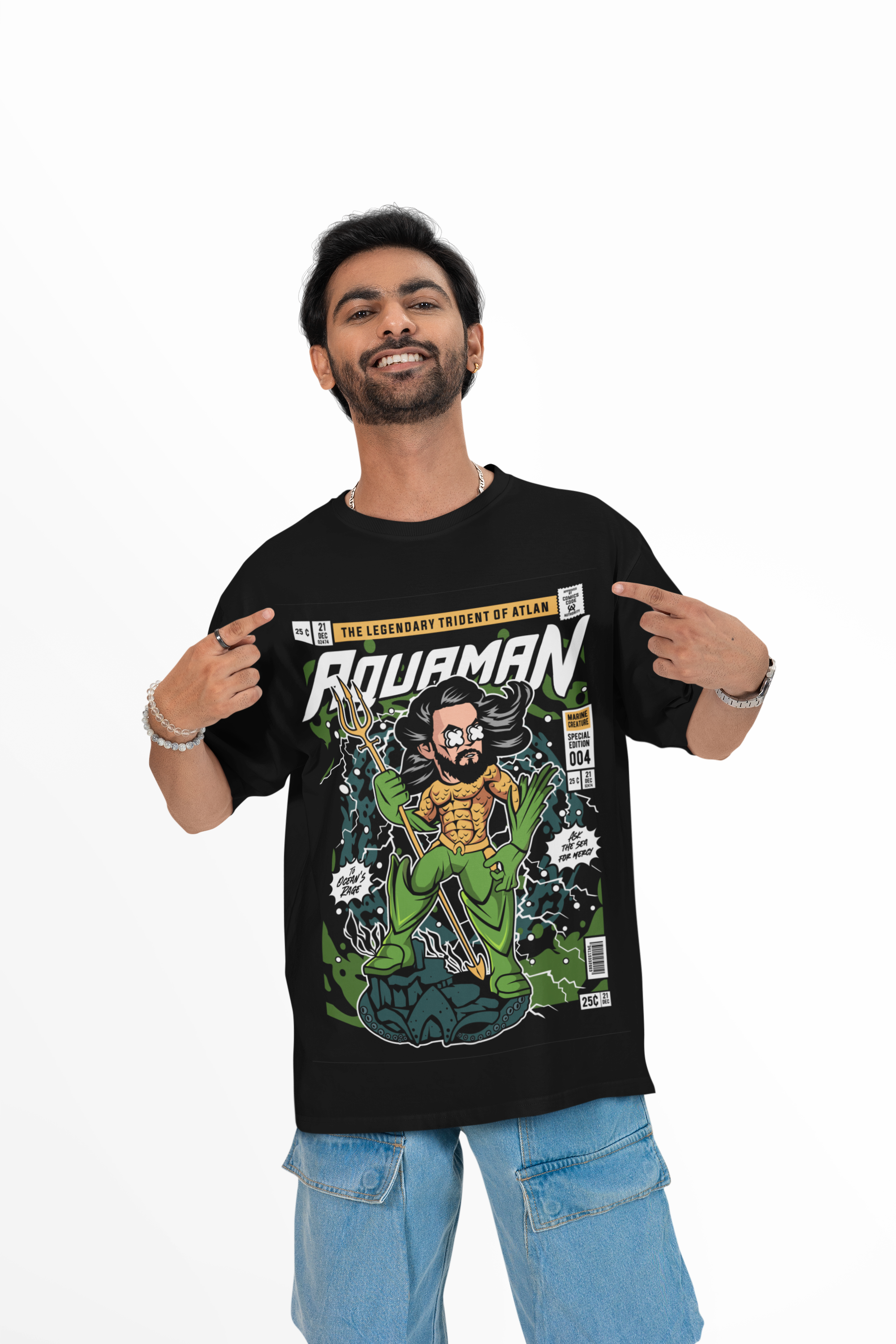 Trident Drip Aquaman Oversized Tee | Mist & Cozy