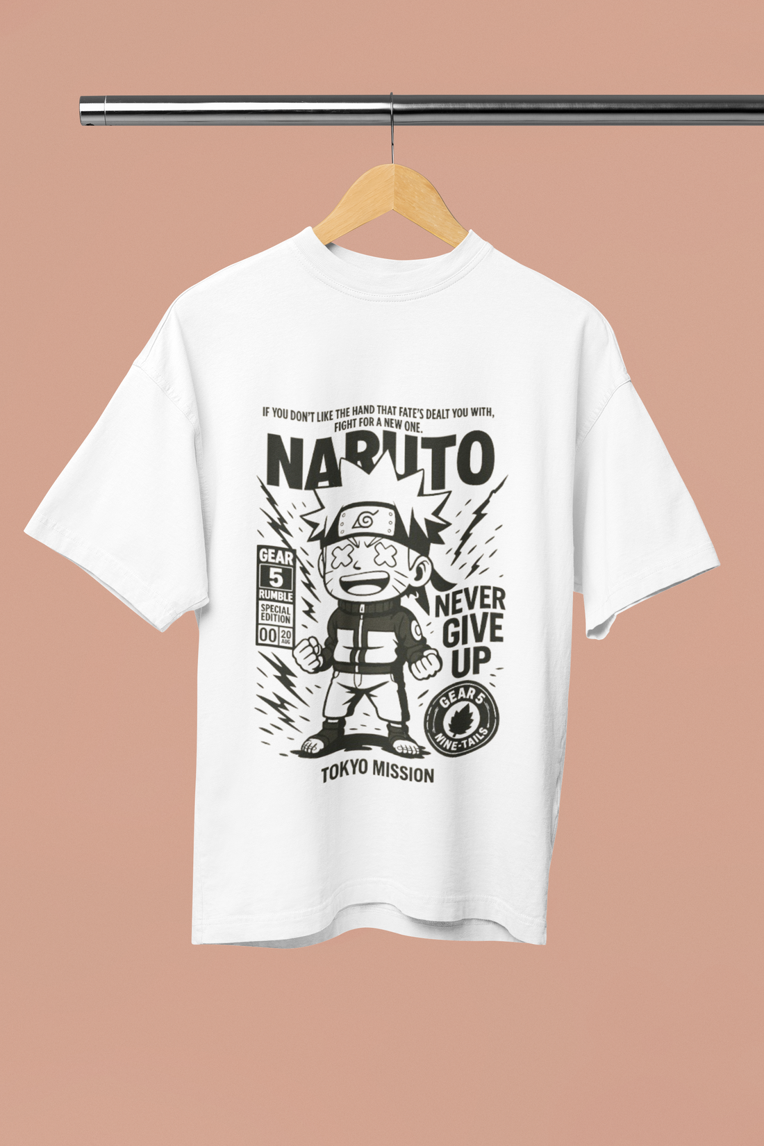 Tokyo Mission Naruto Oversized Tee Mono Edition | Mist & Cozy