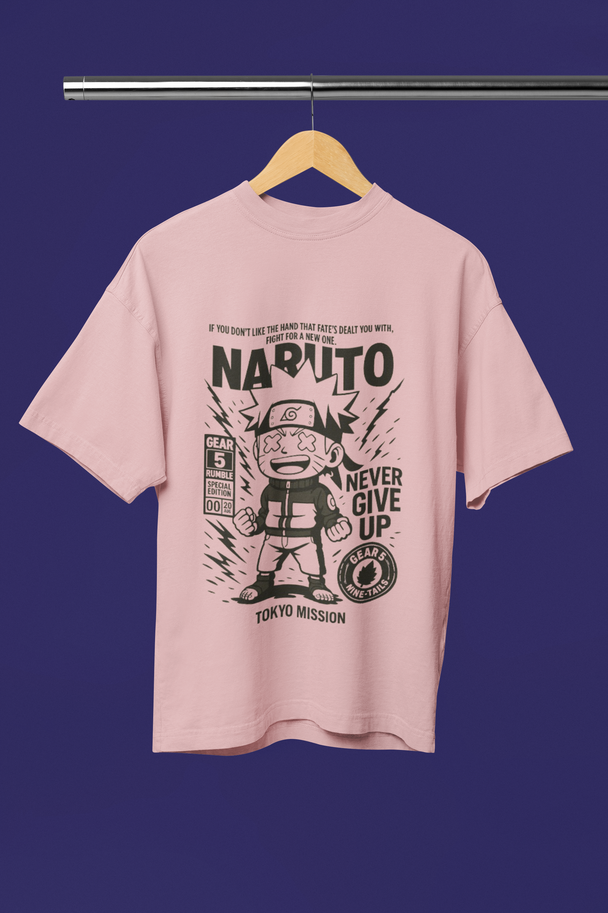 Tokyo Mission Naruto Oversized Tee Mono Edition | Mist & Cozy
