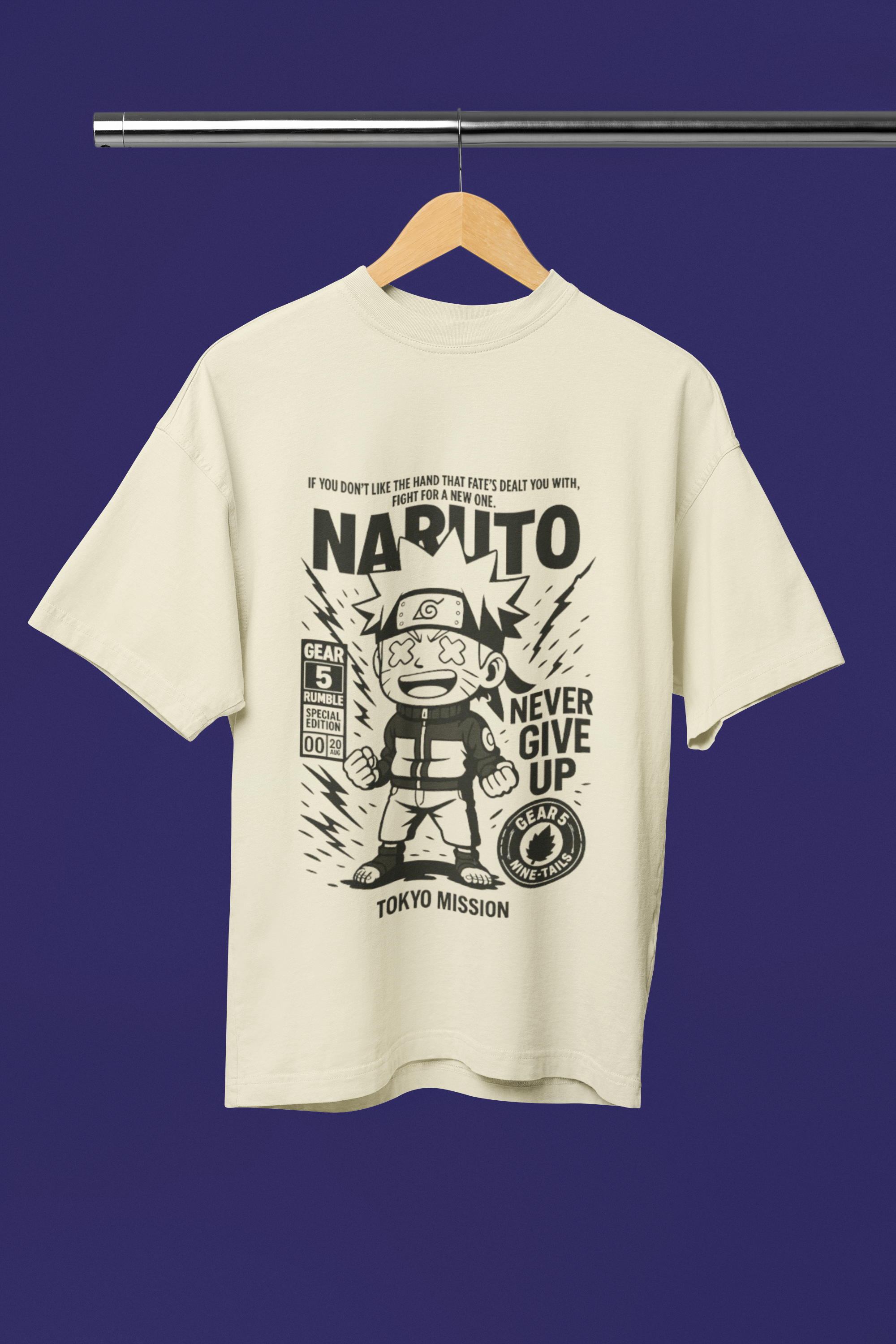 Tokyo Mission Naruto Oversized Tee Mono Edition | Mist & Cozy