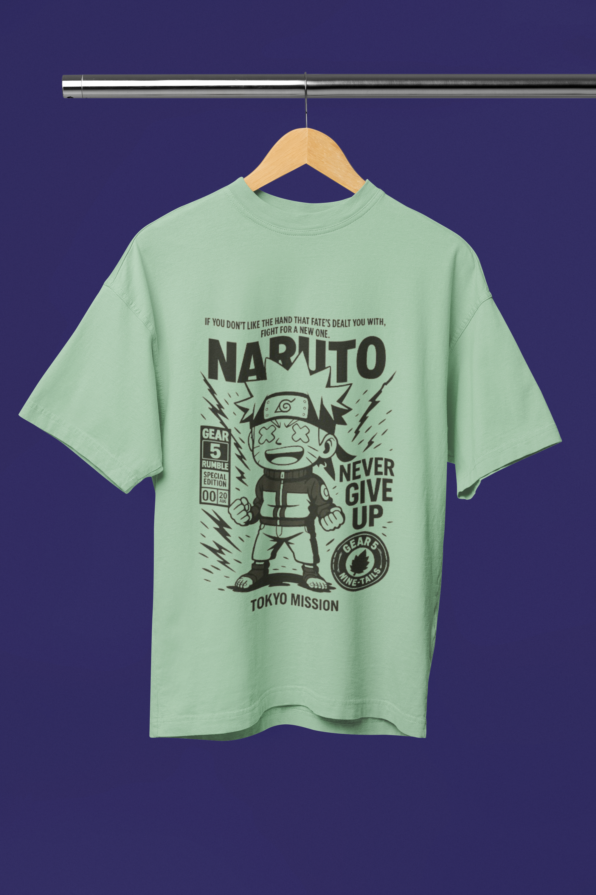Tokyo Mission Naruto Oversized Tee Mono Edition | Mist & Cozy
