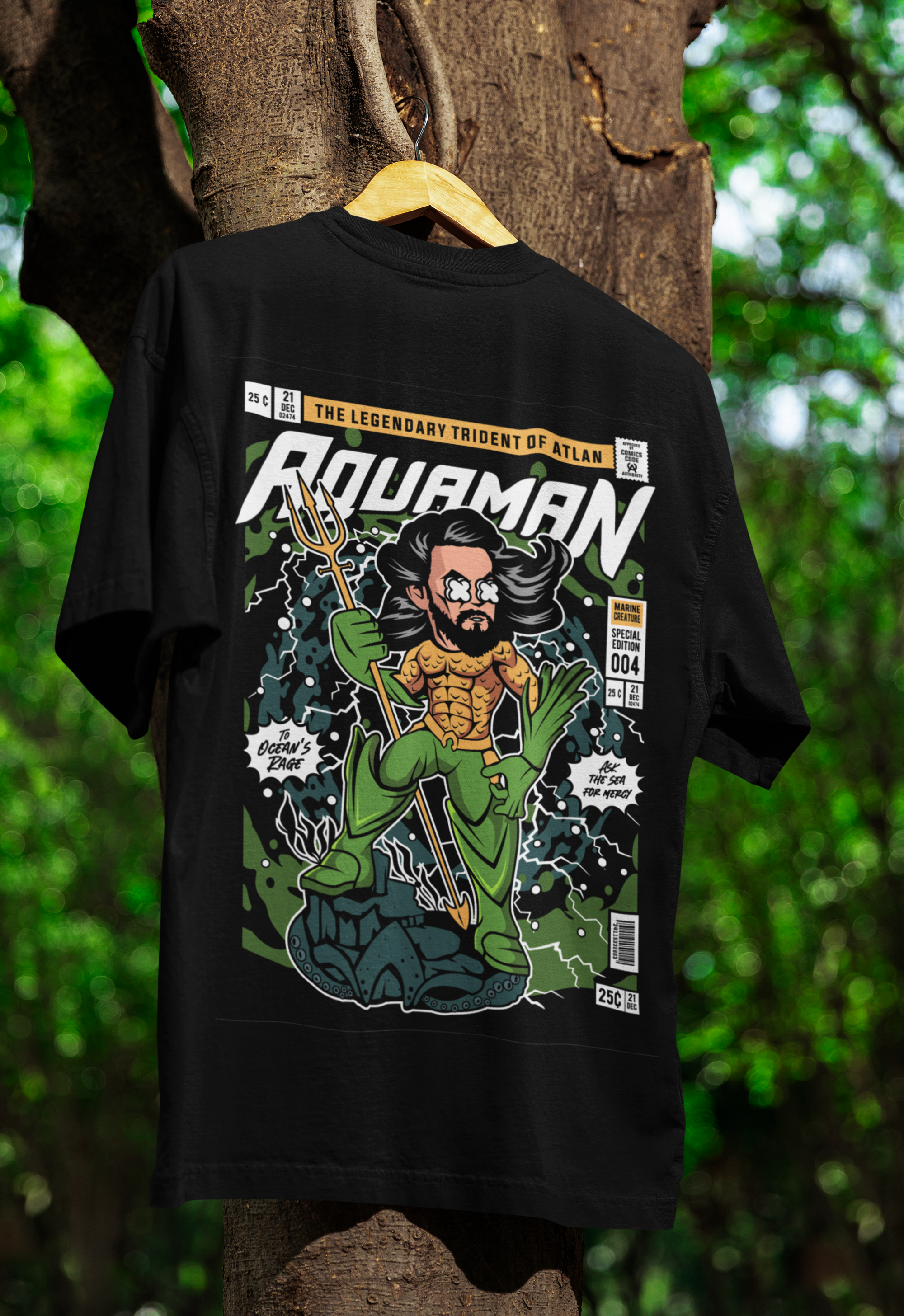 Trident Drip Aquaman Oversized Tee | Mist & Cozy