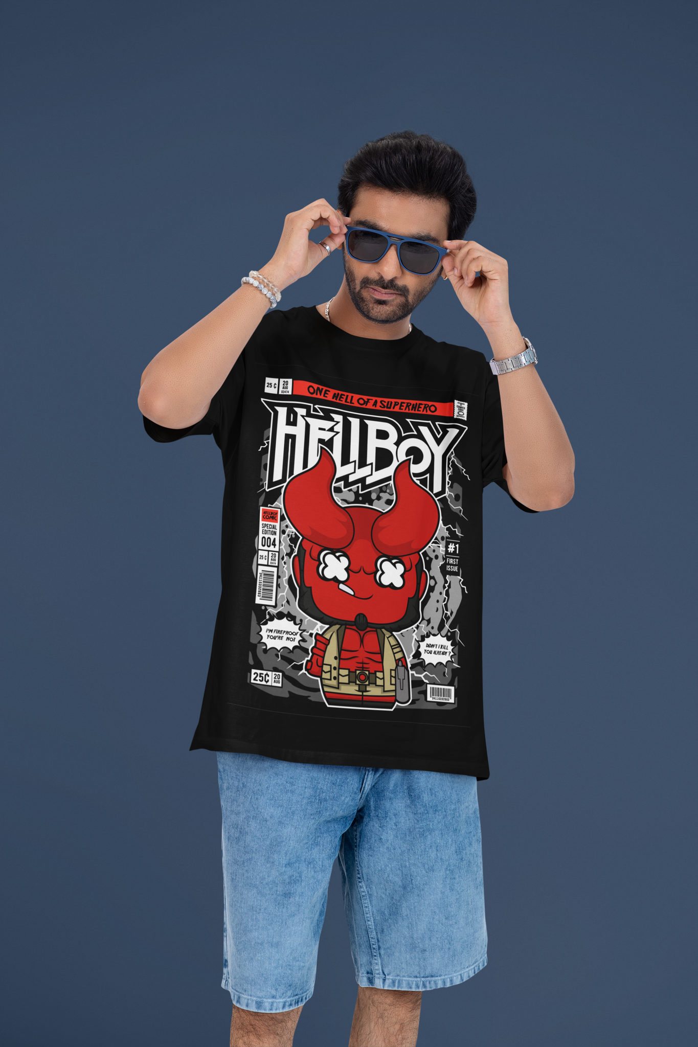 Unleash the Inferno Hellboy Oversized Tee | Mist & Cozy